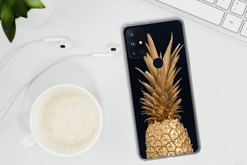 MuchoWow Handyhülle Ananas - Gold - Farbe - Schwarz - Obst - Luxus, Phone Case, Handyhülle OnePlus Nord N10 5G, Silikon, Schutzhülle