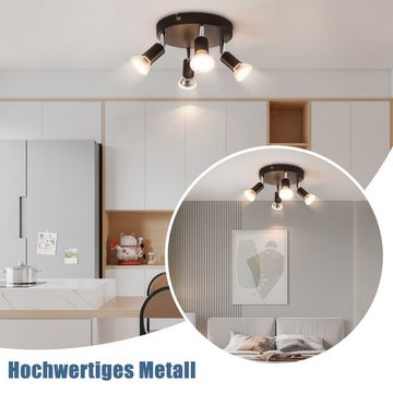 ZMH Deckenstrahler Schwarz/Nickel 4 Flammig Schwenkbar - GU10 Metall Modern Schlafzimmer, Elegante Lichtdekorationen, ohne Leuchtmittel, Wohnzimmerlampe, für Küche Gang Esszimmer, 350° schwenkbar