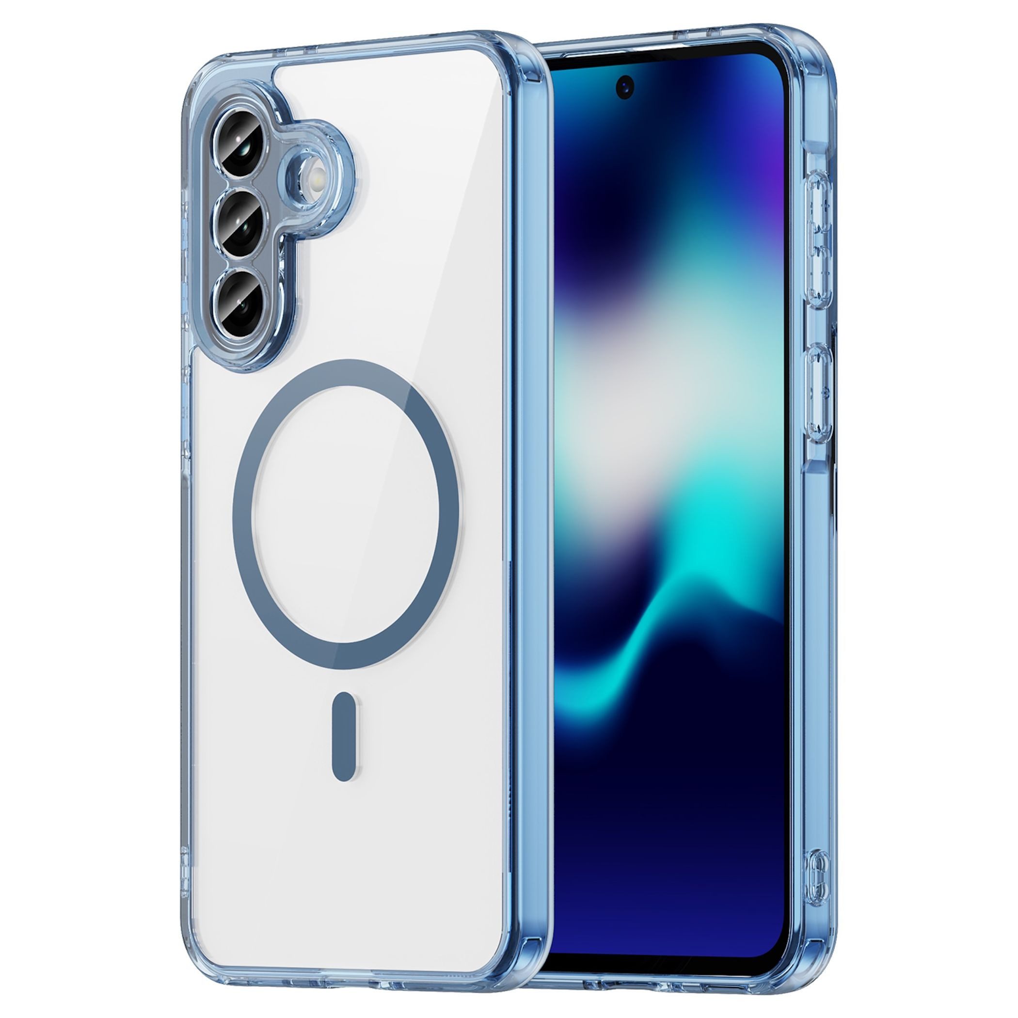 Wigento Handyhülle MagSafe für Samsung Galaxy S26 FE Hybrid Kameraschutz Magnet Blau 6,7 Zoll, Magnetring, Kamera Schutz, stoßabsorbierend