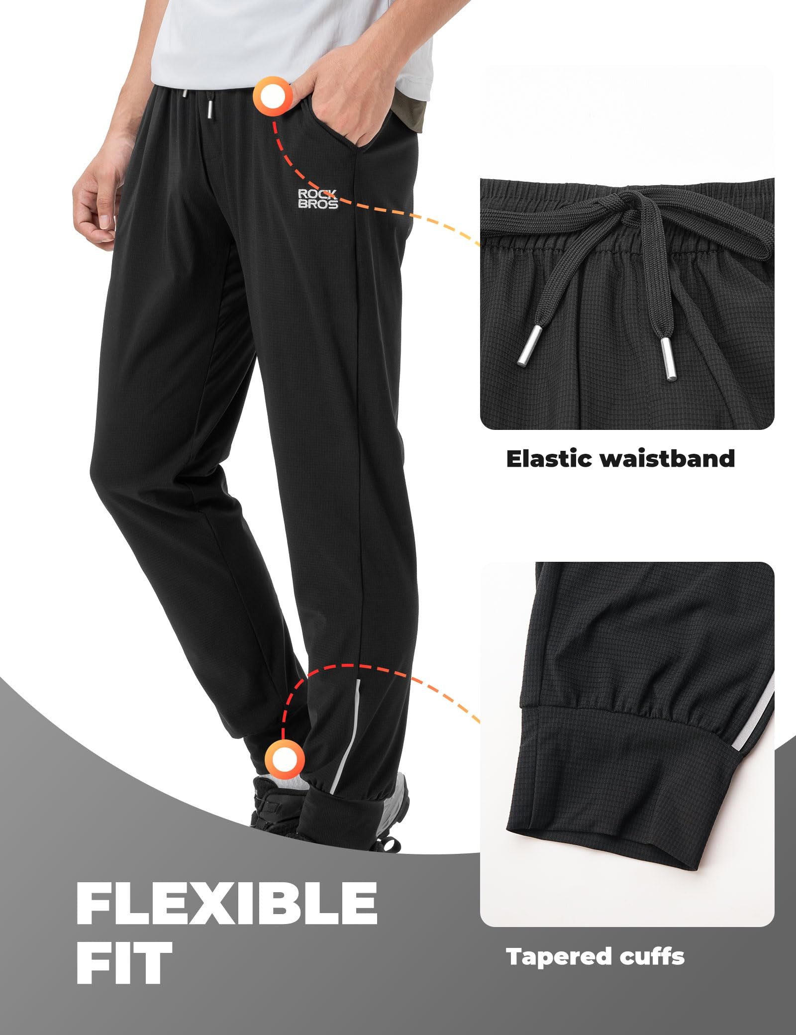 ROCKBROS Fahrradhose Fahrradhose Lang Herren leicht, atmungsaktiv, schnelltrocknend