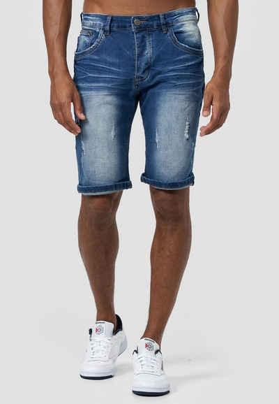 LEO GUTTI Jeansshorts Denim Capri Jeans Shorts 3/4 Bermuda Sommer Hose Kurze Pants (1-tlg) 3646 in Blau