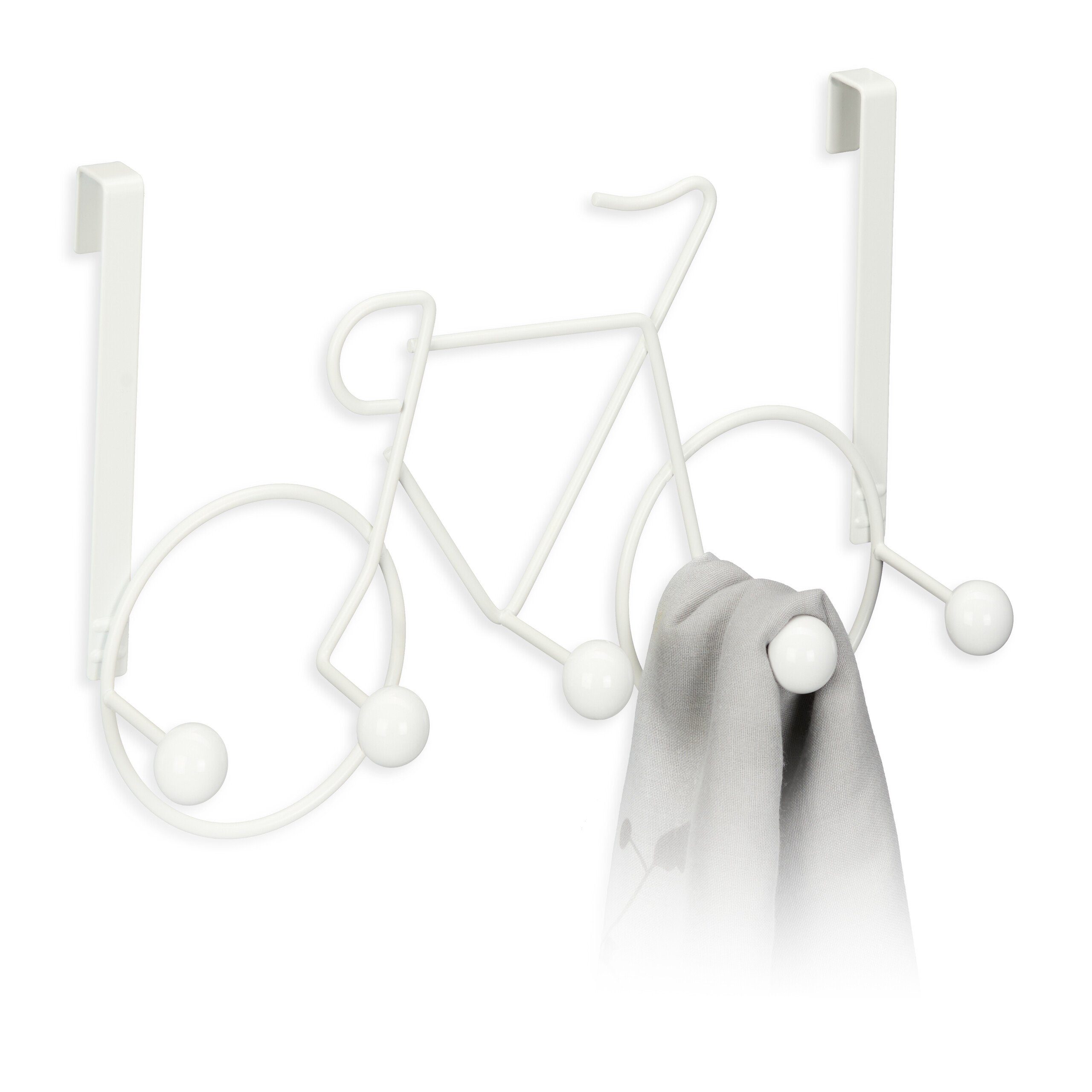 relaxdays Kleiderhaken Fahrrad, Weiß günstig online kaufen