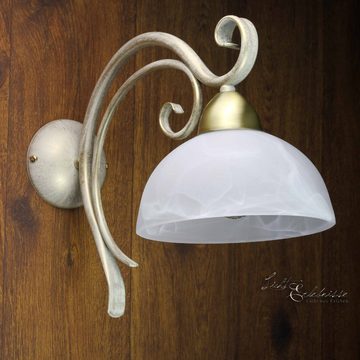 Licht-Erlebnisse Wandleuchte AURORA, ohne Leuchtmittel, Wandlampe Landhaus Rustikal in Shabby Weiß Glasschirm