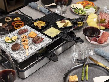 Setpoint Raclette, 5in1 Tischgrill-Gerät für 2-8 Personen, Raclet-Grill mit Steinplatte