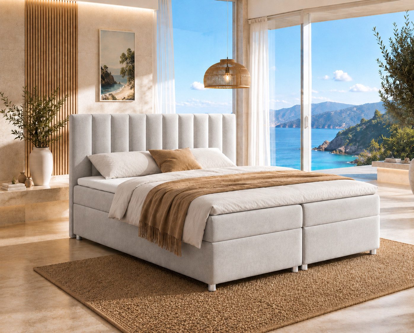 Best for Home Boxspringbett Trinity K-10 mit zwei Bettkästen & 7-Zonen Komfort-Topper (Doppelbett mit Stauraum, Federkernmatratze, gepolstertes Kopfteil, Doppelbett versch. Größen, 140x200 160x200 180x200 200x200 cm), Handwerksqualität, TOP Preis-Leistung