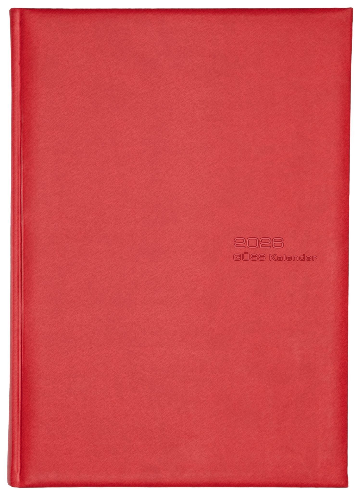 GSS Terminkalender 2026 Güss Praxis-Timer A4 Einband Tucson rot