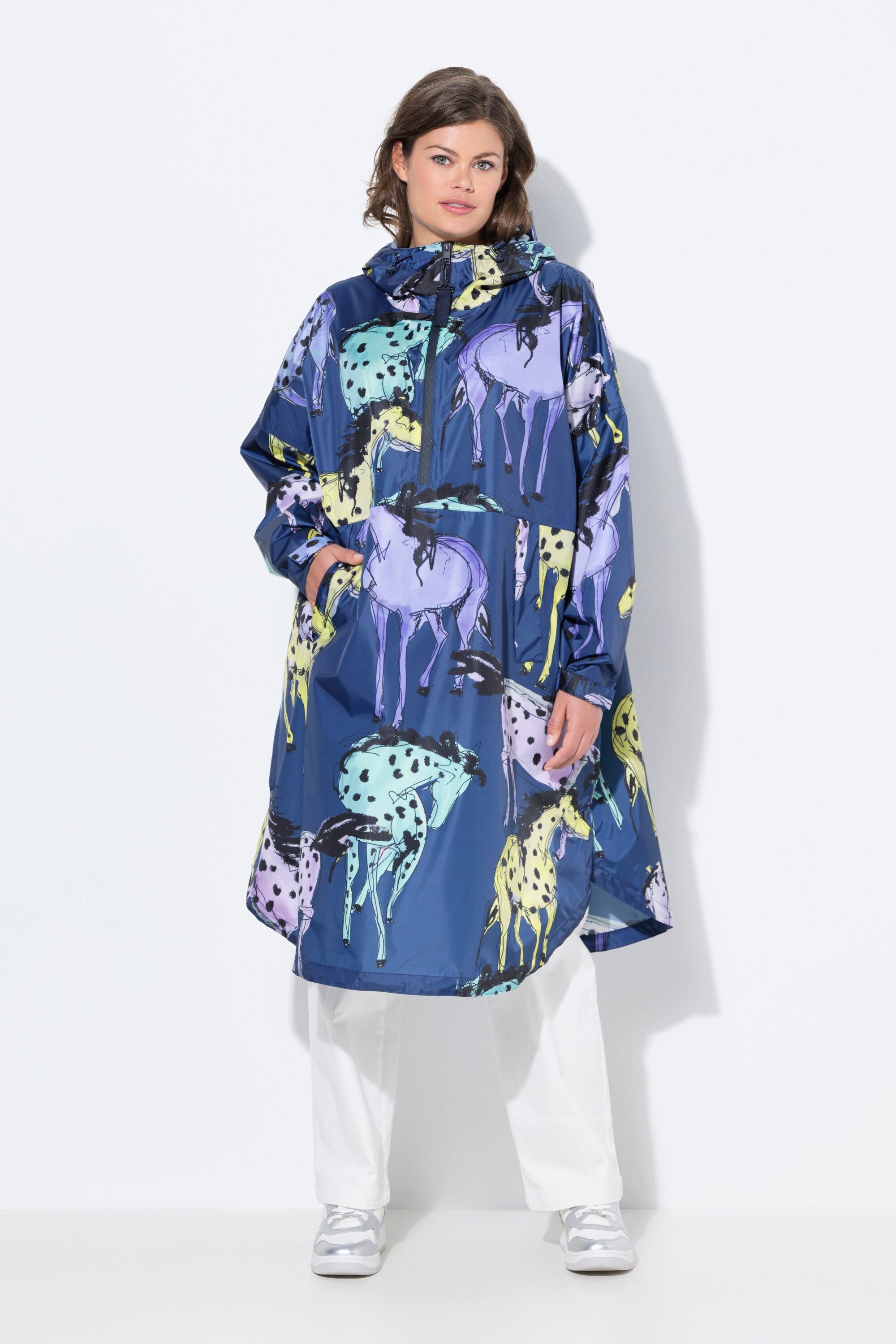 Funktionsjacke Funktions-Regencape Unisex Print Kapuze