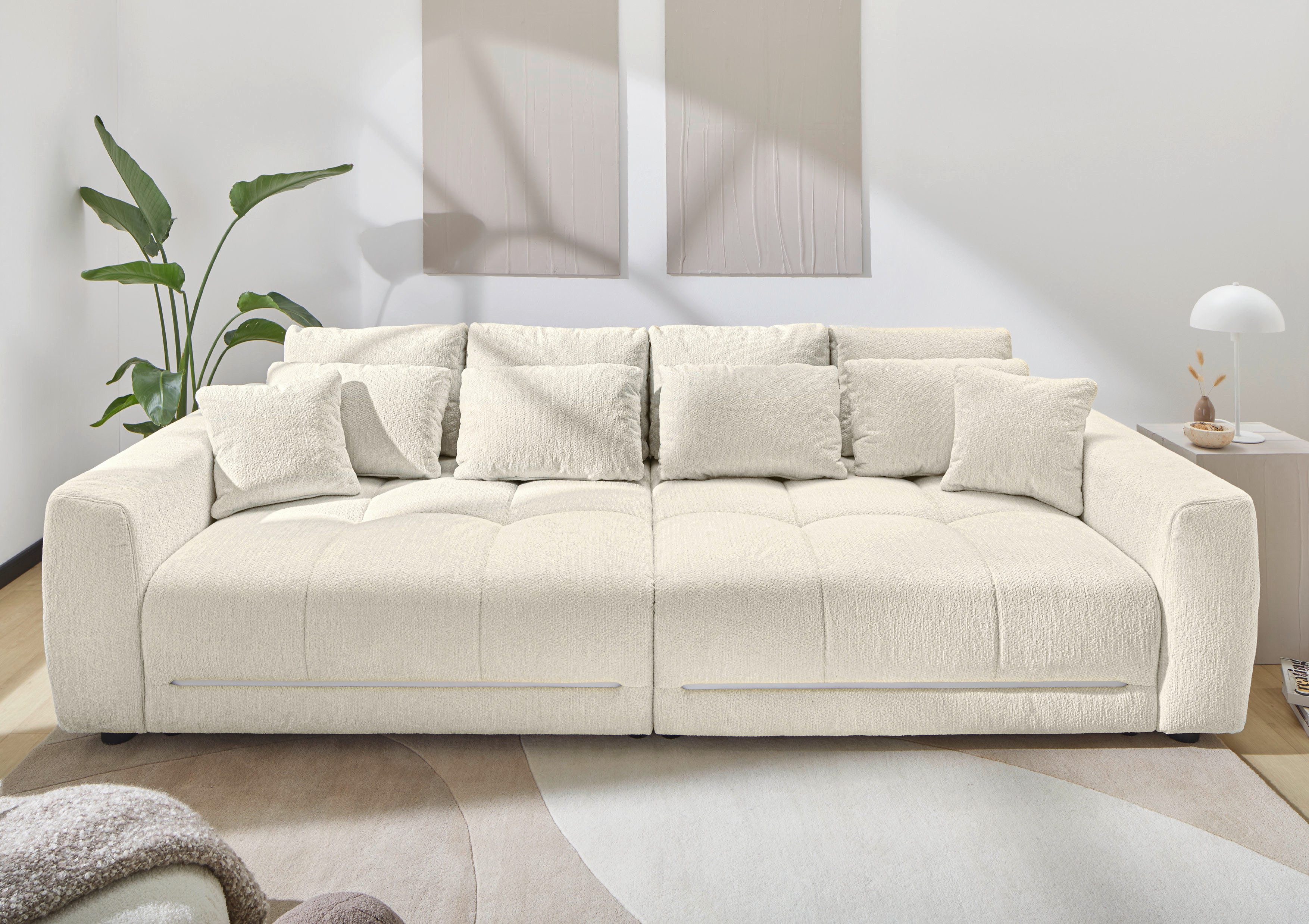 Jockenhöfer Gruppe Big-Sofa Lumina, XXL, B: 294 cm, mit LED-RGB-Beleuchtung, Liegefläche 120x240cm, Mega-Sofa, inklusive Federkernpolsterung und 10 Kissen