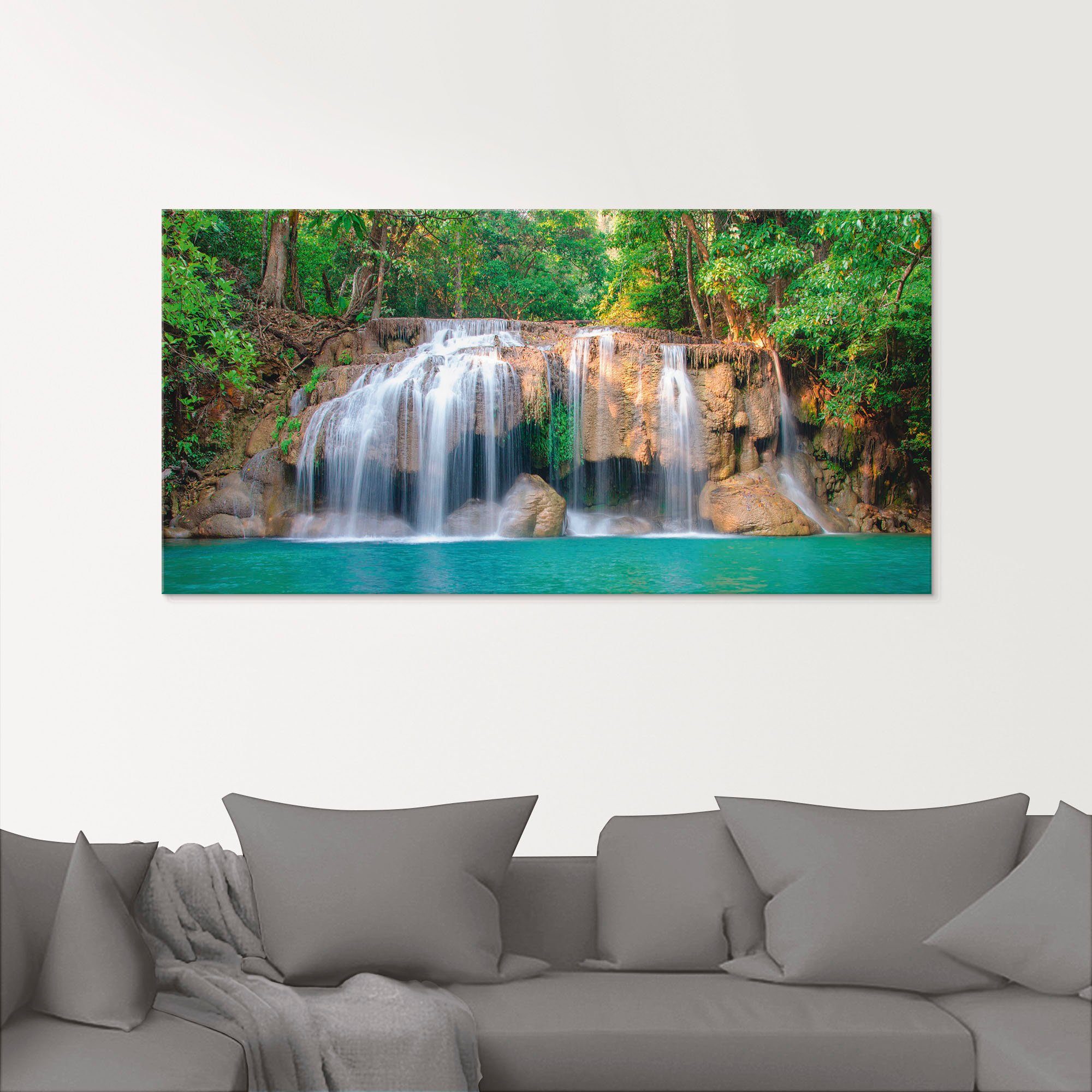 Artland Glasbild Wasserfall im Wald National Park, Gewässer (1 St), in verschiedenen Größen