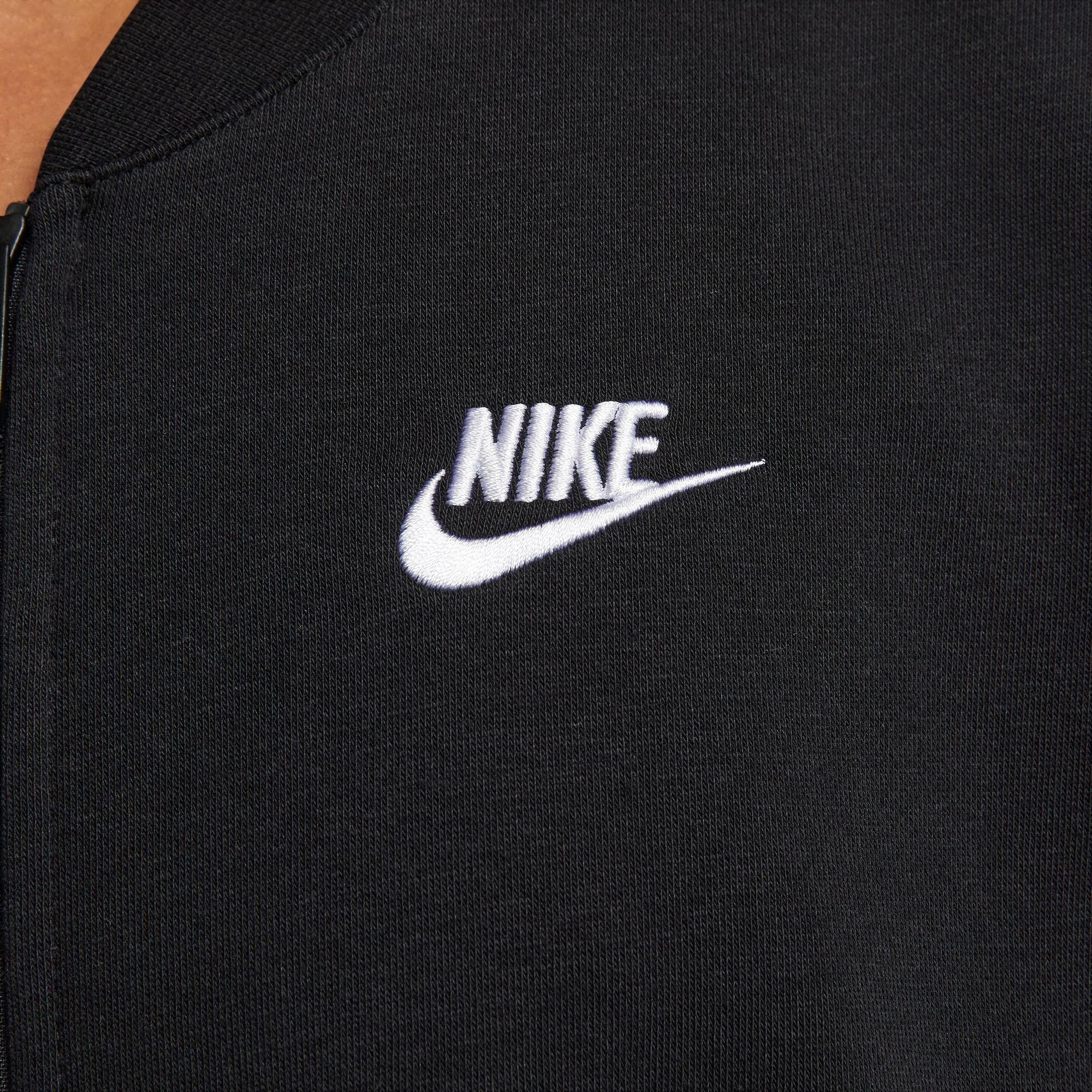Nike Sportswear Sweatjacke CLUB BLACK/WHITE OVERSIZED WOMEN'S CROPPED FLEECE JACKET FULL-ZIP