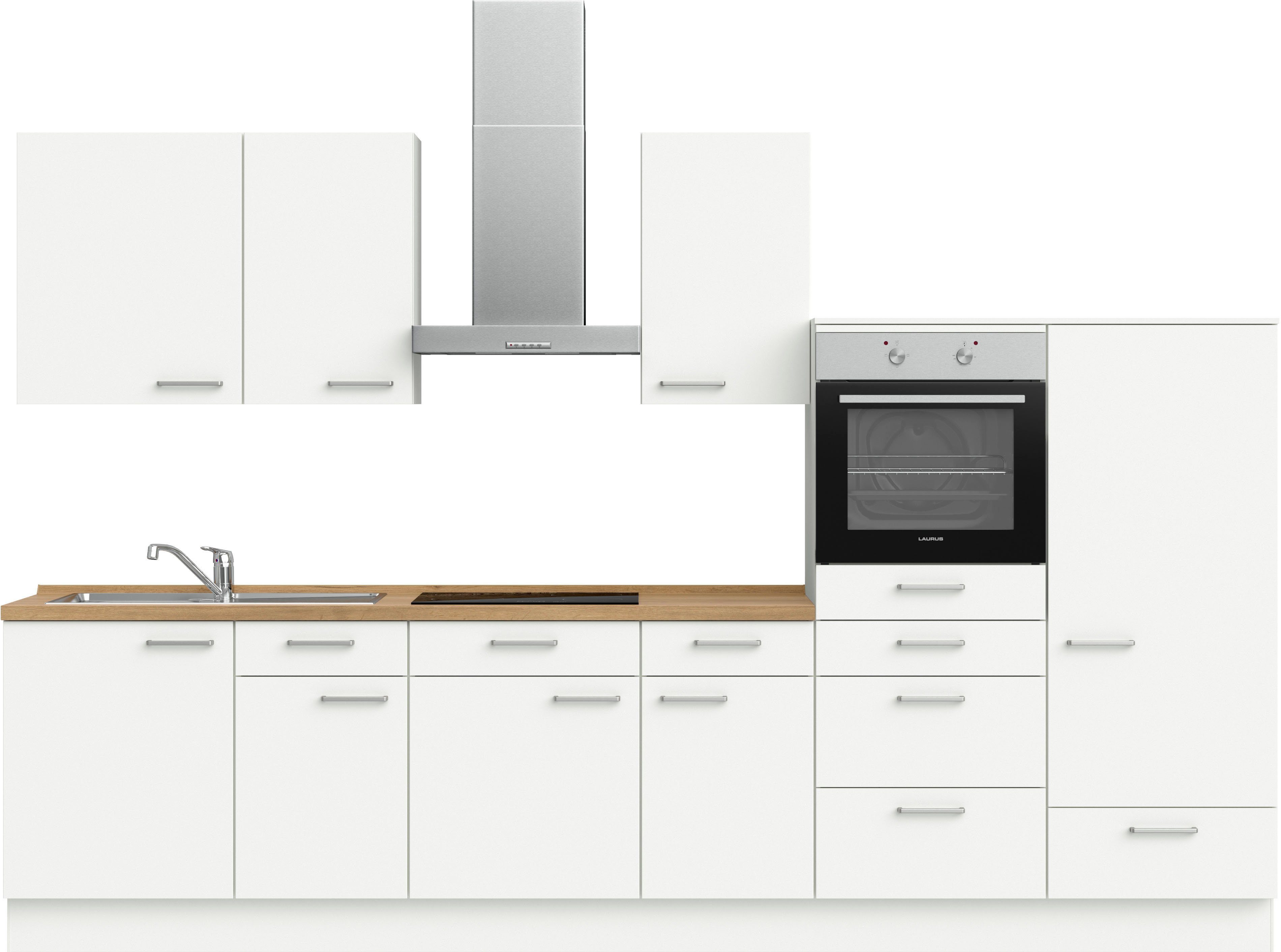 nobilia® Küchenzeile "Touch I", NEU: individuell anpassbar mit gratis Profi-Beratung, vormontiert, Breite 330 cm, Ausrichtung wählbar, wahlw. mit E-Geräten