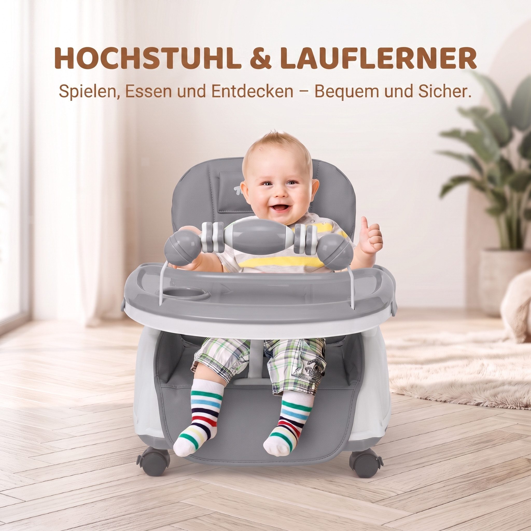 TWINKY Kinderklappstuhl Kinder-Esstuhl, 2 in 1 Hochstuhl baby, Kinderklappstuhl, 3 in 1 – Bild 2 von 5