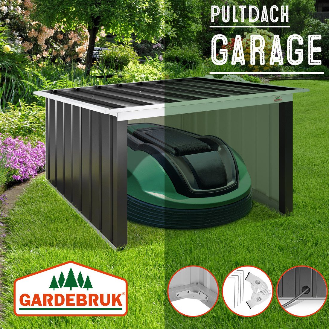 Gardebruk Mähroboter-Garage, Pultdach Metall 86x100x63cm 4x günstig online kaufen