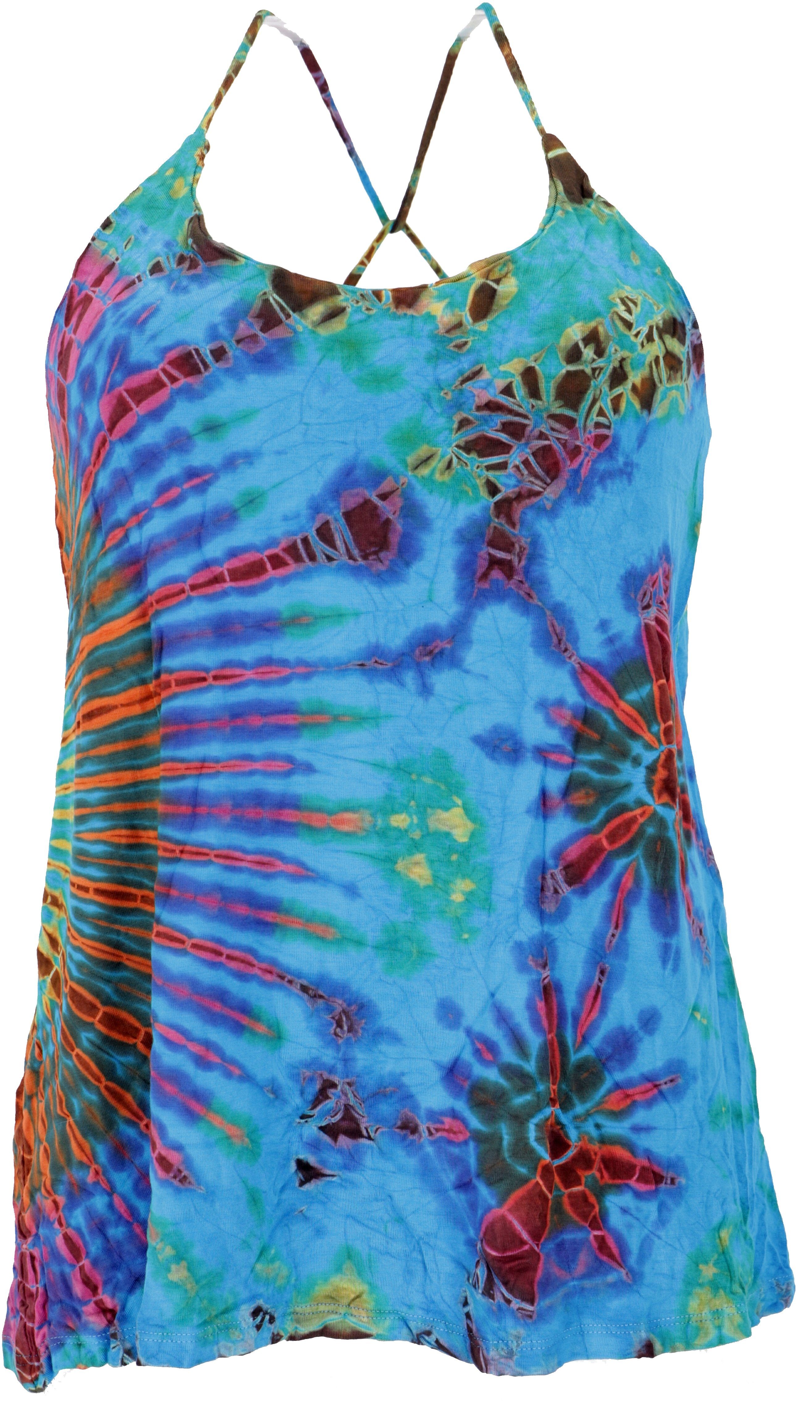 Guru-Shop T-Shirt Batik Hippie Top - türkis Festival, Ethno Style, Hippie, günstig online kaufen