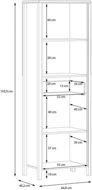 FORTE Aktenregal High Rock, mit Tür, 4 offene Fächer, Industrial-Stil, 65x194 cm