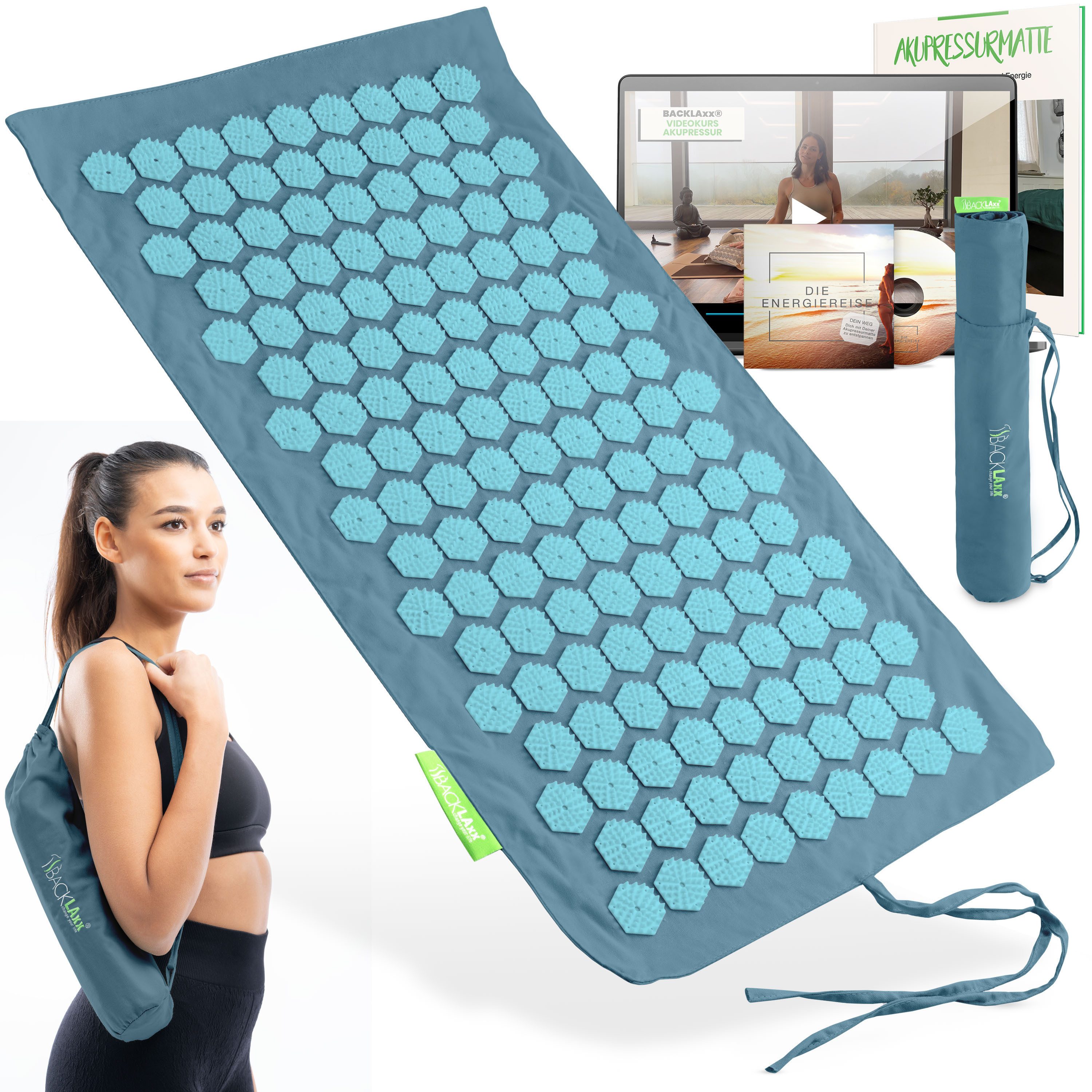 BACKLAxx® Akupressurmatte Akupressurmatten Set To-Go "Original" (Akupressurmatten Set To-Go "Original), Insgesamt 6.960 Spitzen