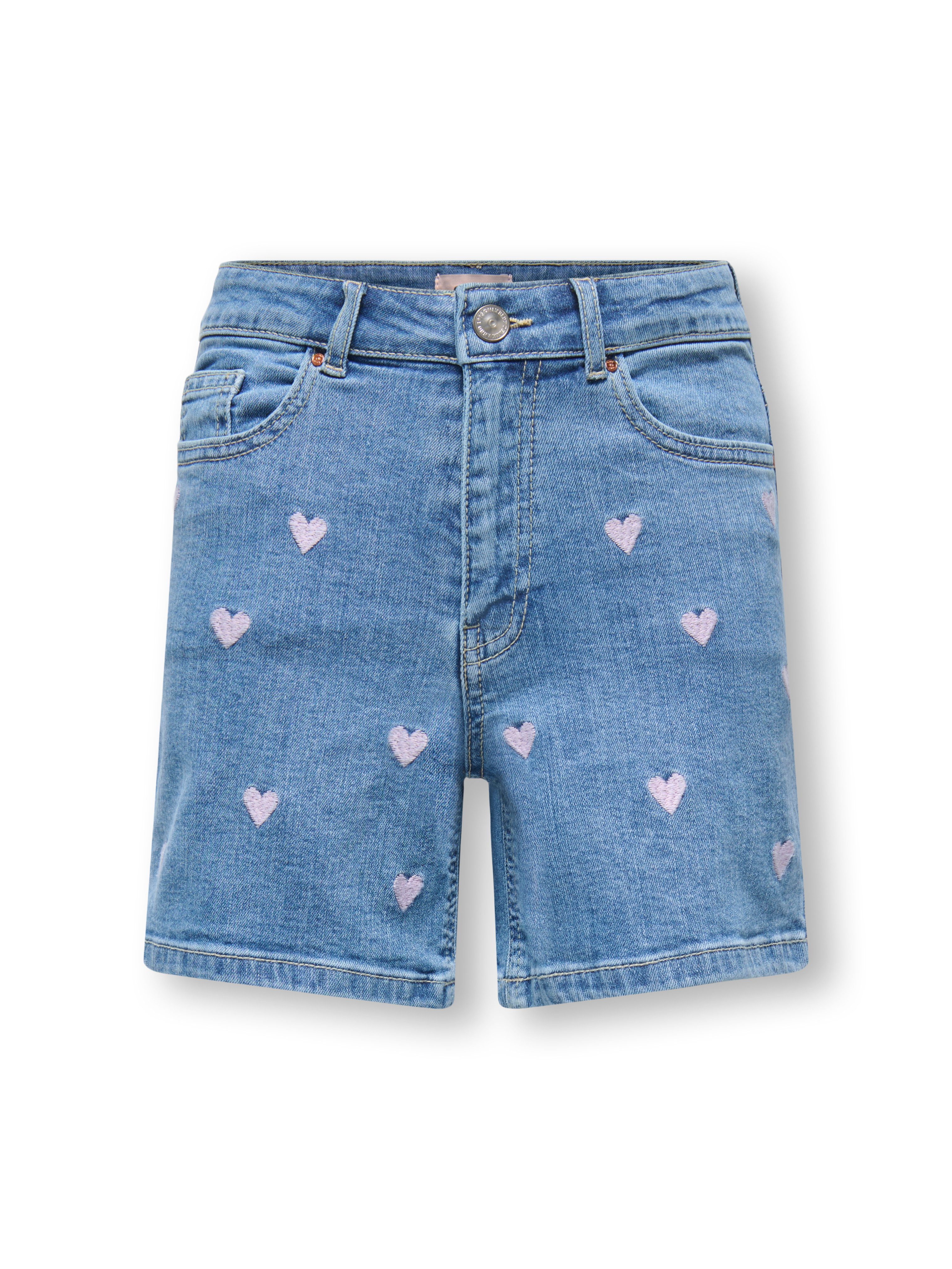 KIDS ONLY Jeansshorts KOGJUICY HEART EMB SHORTS DNM mit Allover-Stickerei
