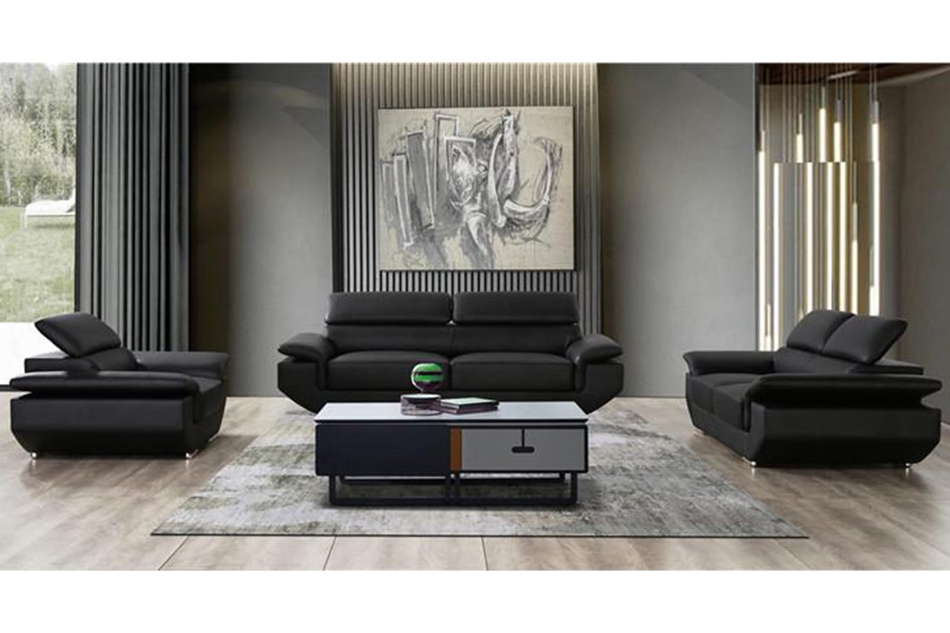 JVmoebel Sofa Stillvolle schwarze Sofagarnitur 3+2+1 Sitzer Set Couchen, Made in Europe