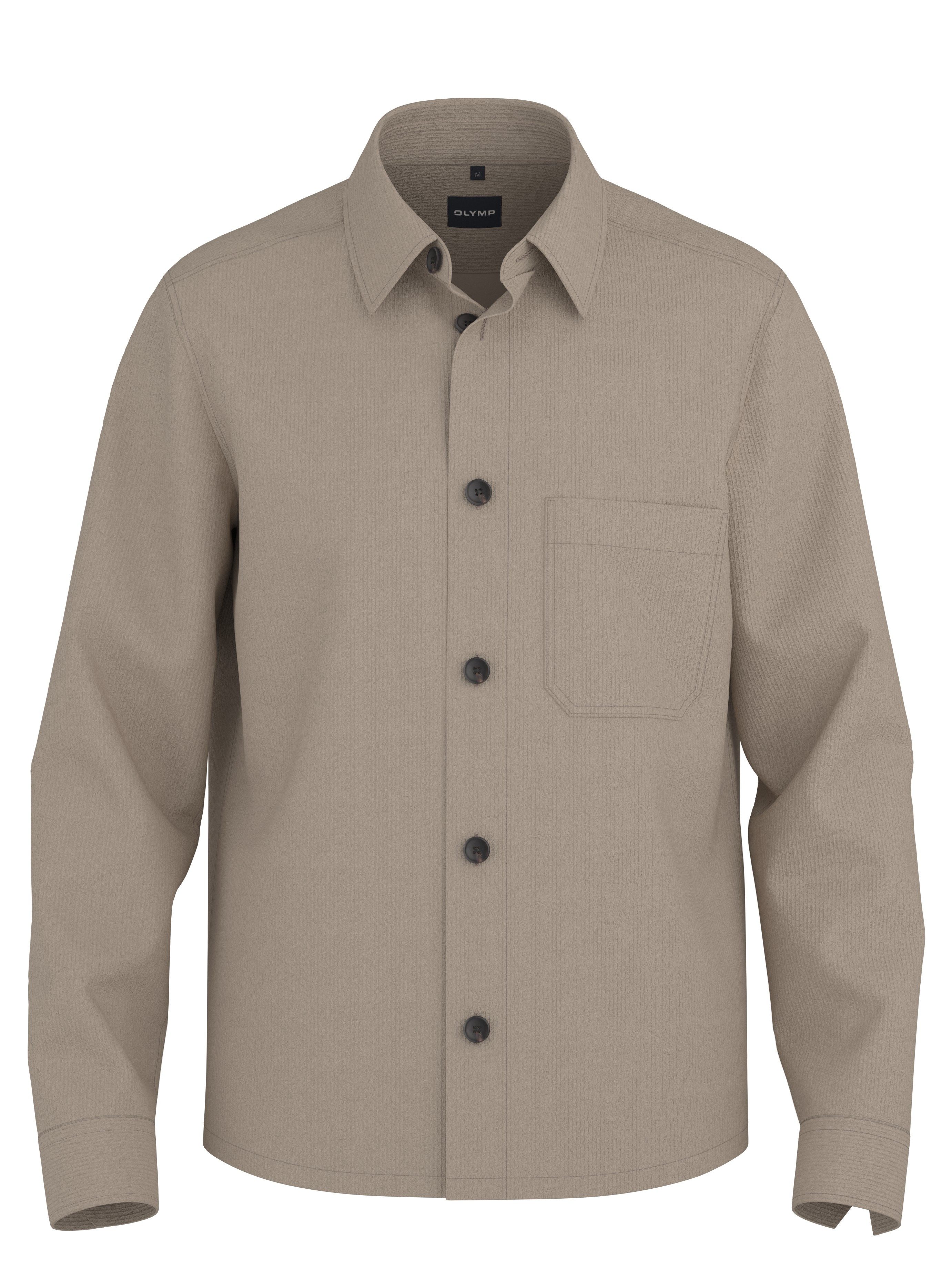 OLYMP Langarmhemd Casual aus Cord, Overshirt, Kentkragen