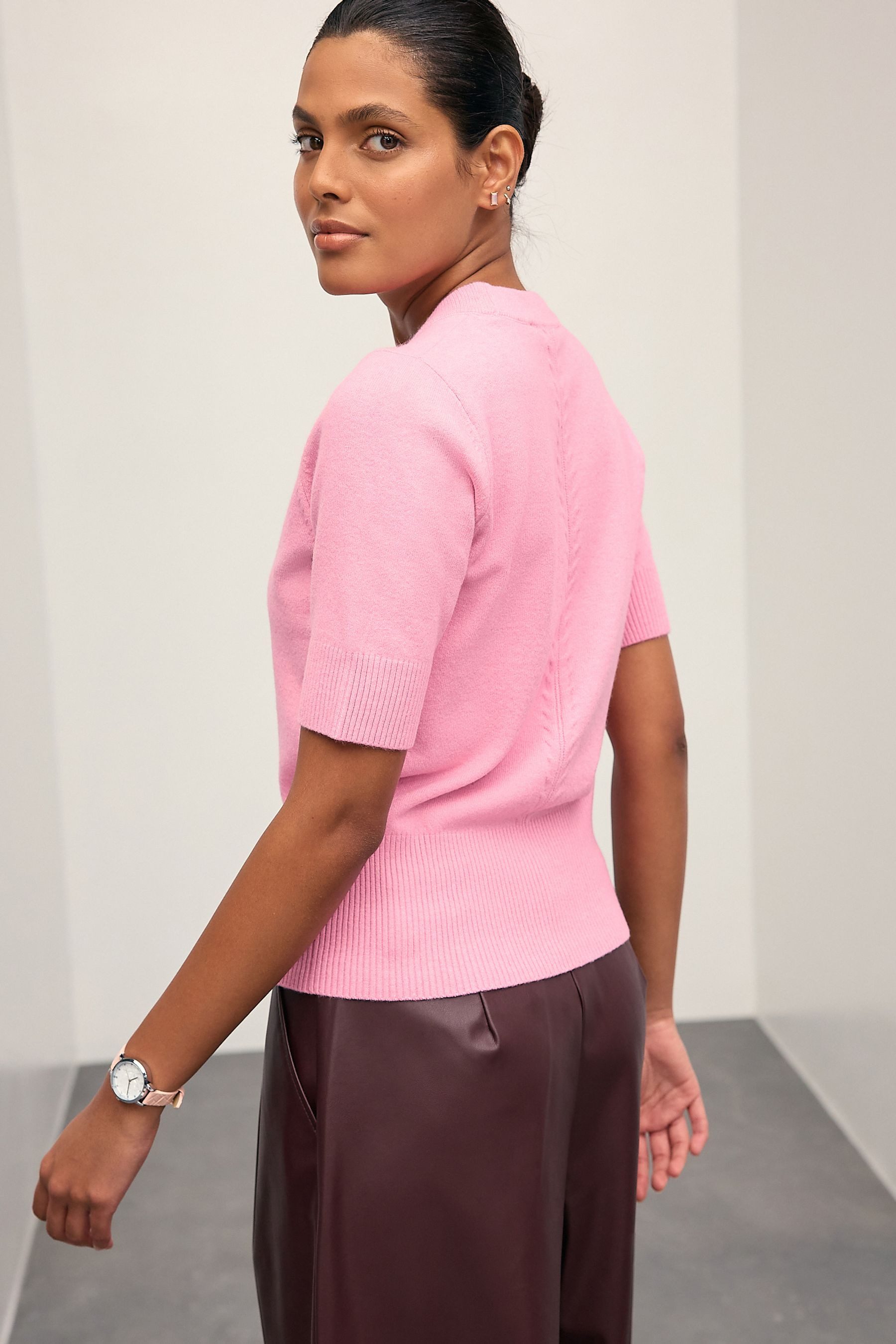 Next Strickpullover Kurzärmeliges, superweiches Stricktop (1-tlg) günstig online kaufen