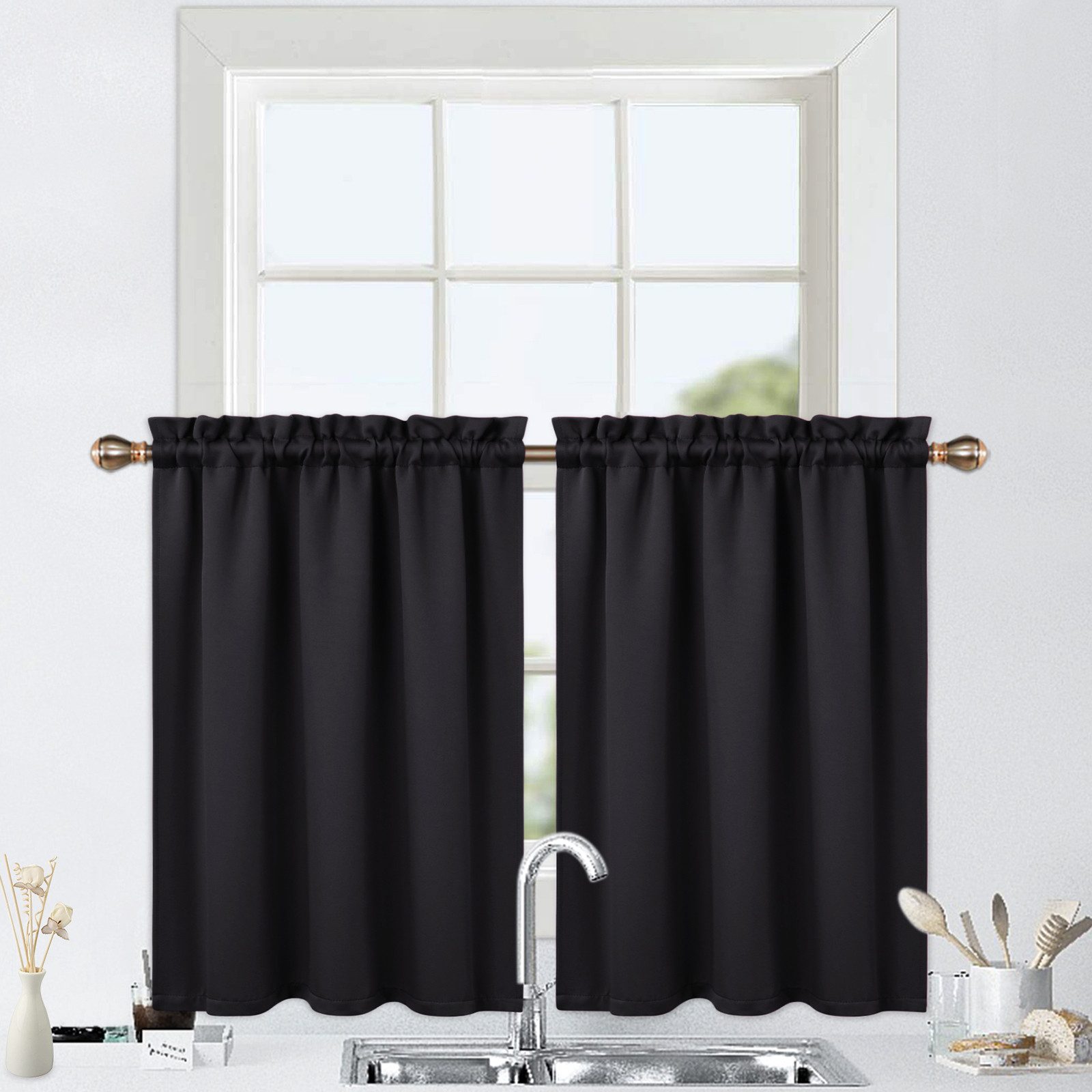 GarveeMore Verdunkelungsvorhang Blickdichte Verdunkelungs‑Valance aus 230GSM Mikrofaser, wärme (2 St), Waschmaschinenfest & farbbeständig für langjährige Nutzun – Bild 3 von 5