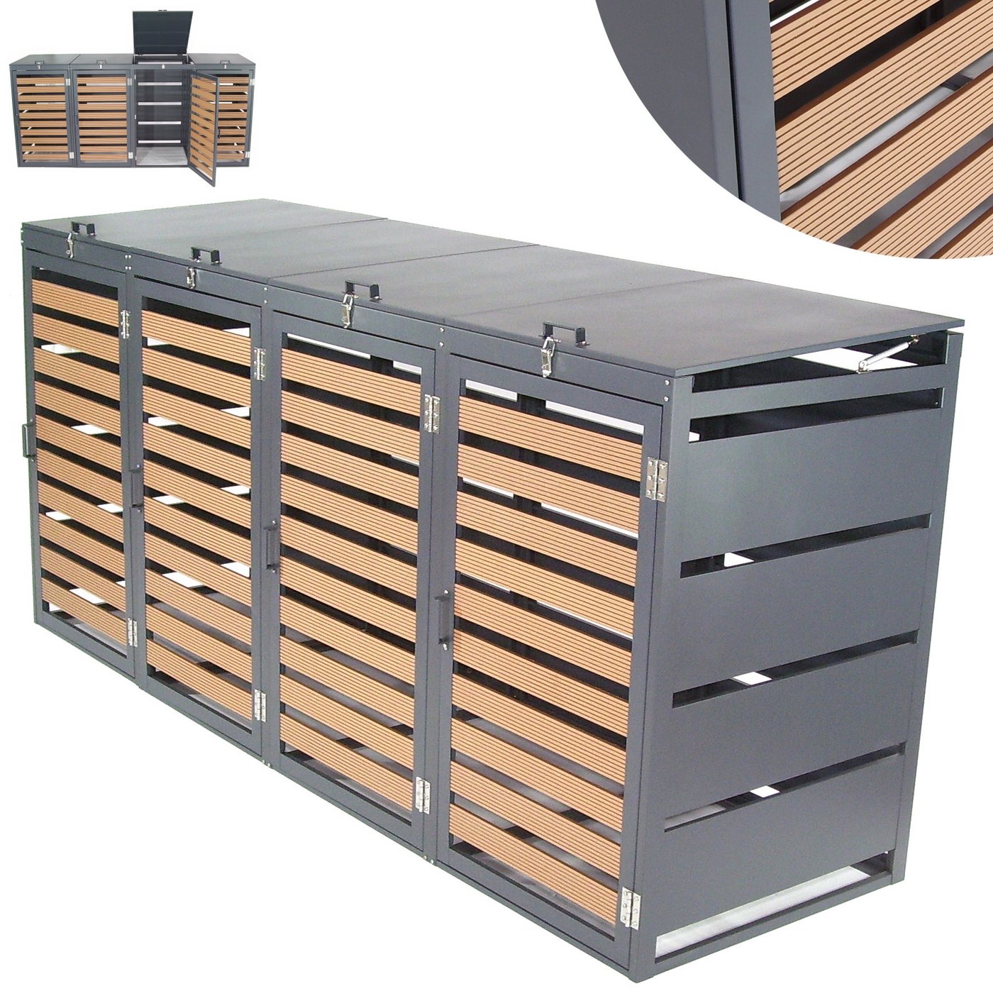 Apex Mülltonnenbox Mülltonnenbox 4-er 240L Mülltonnenverkleidung WPC Holzdielen 57092 (1 St)