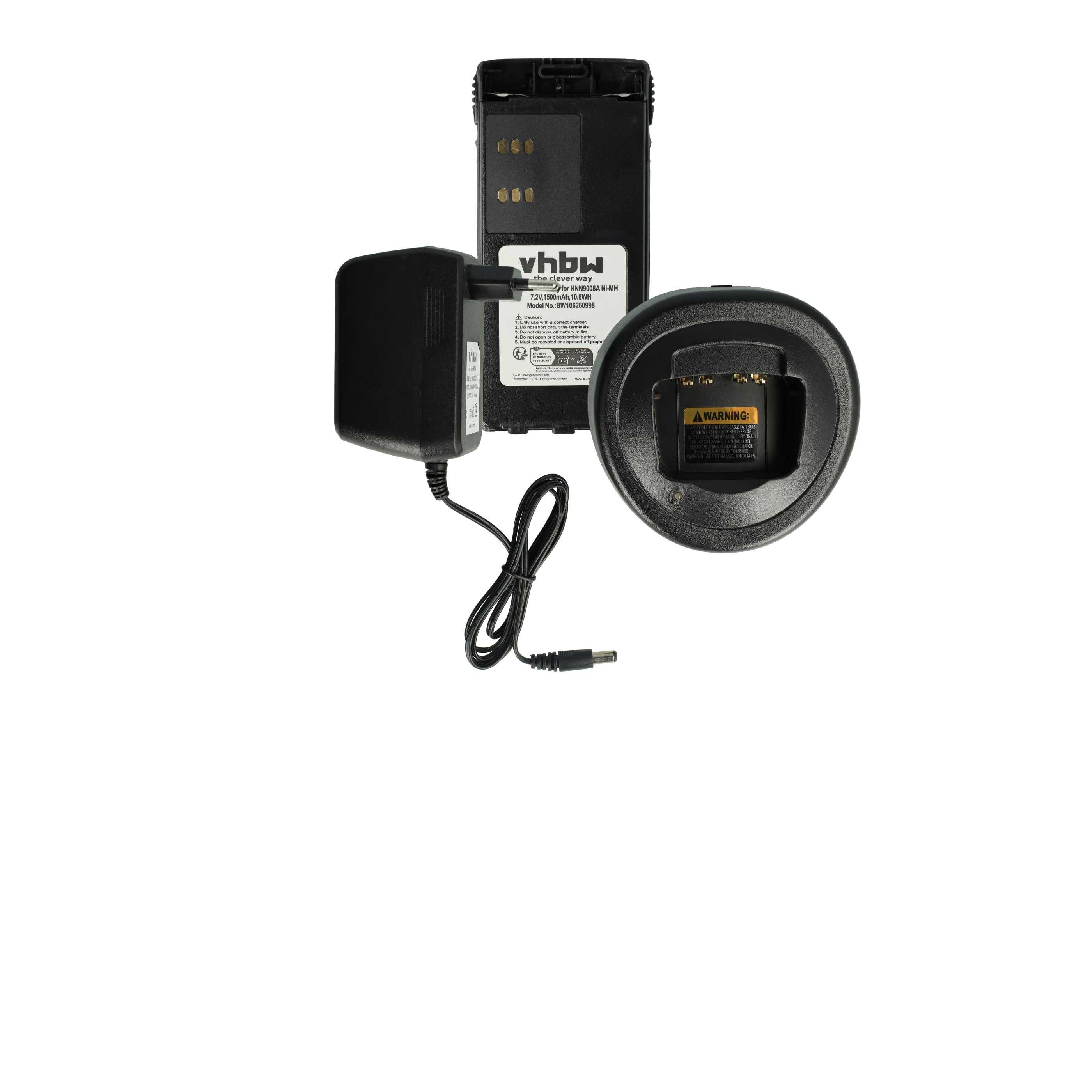 vhbw passend für Motorola PTX700, PTX780, PTX760, PRO9150 Walkie Talkie / Akku Ladezubehör, Das Ladeset besteht aus: 1x Akku, 1x Ladeschale mit Netzteil