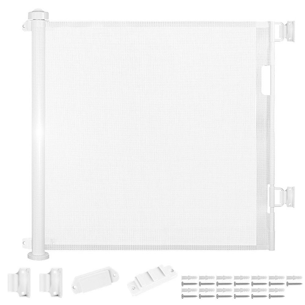 BlingBin Türschutzgitter Brüstung Kinderschutzgitter (1 St), Einhandbedienung, Einziehbares, B×H: 150×86 CM Weiß