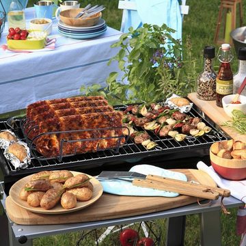 HYTIREBY Dönergrill Ripchen und Rippchenhalter, BBQ-Grill für gegrillte Lammkoteletts, Geeignet für Gasgrills und Holzkohlegrills