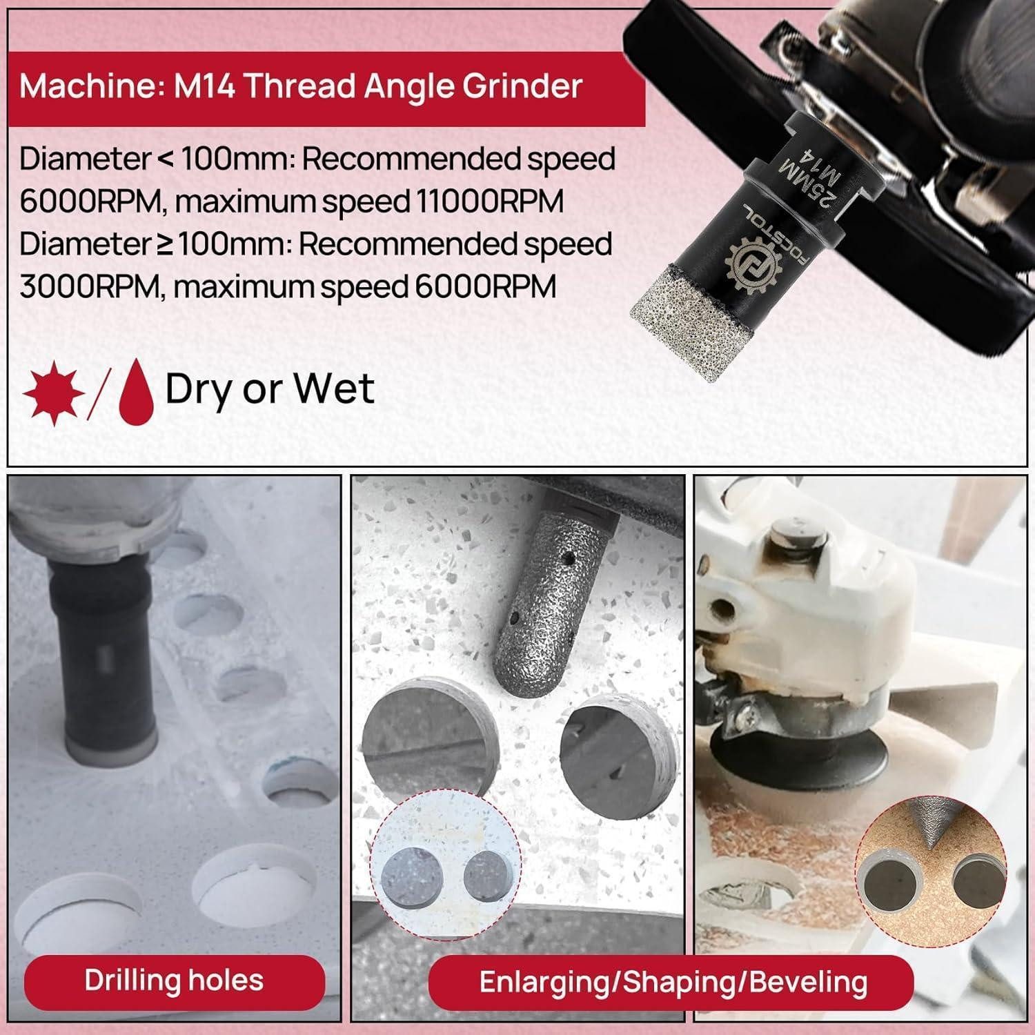 LuxusKollektion Fliesenbohrer Fliesenbohrer Diamant Set Bohrkronen Fliesen Keramik Marmor SET4