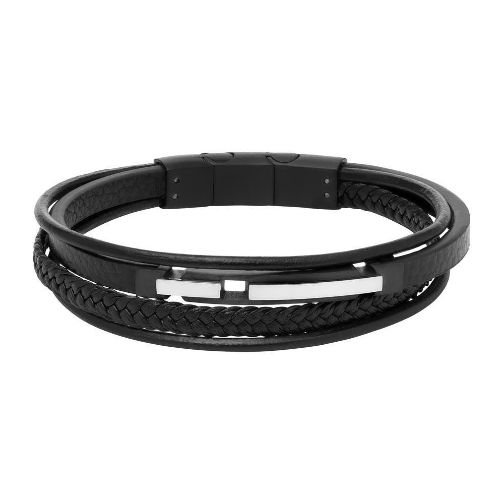 Lederarmband JEWLIX Armband aus schwarzem Kunstleder, mehrreihig