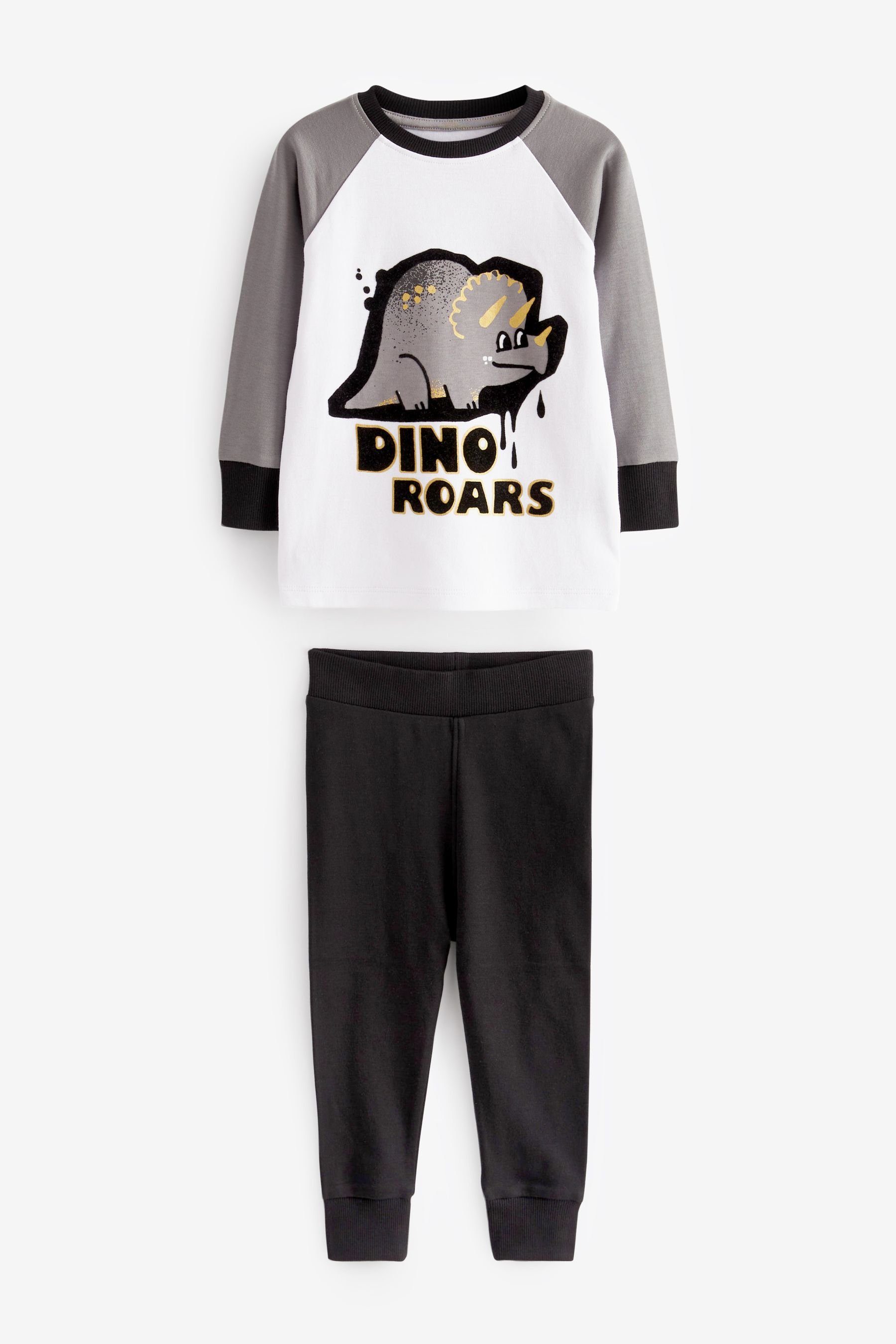 Dinosaur Black/Gold Next 3er-Pack (6 tlg) Snuggle Pyjama Schlafanzüge