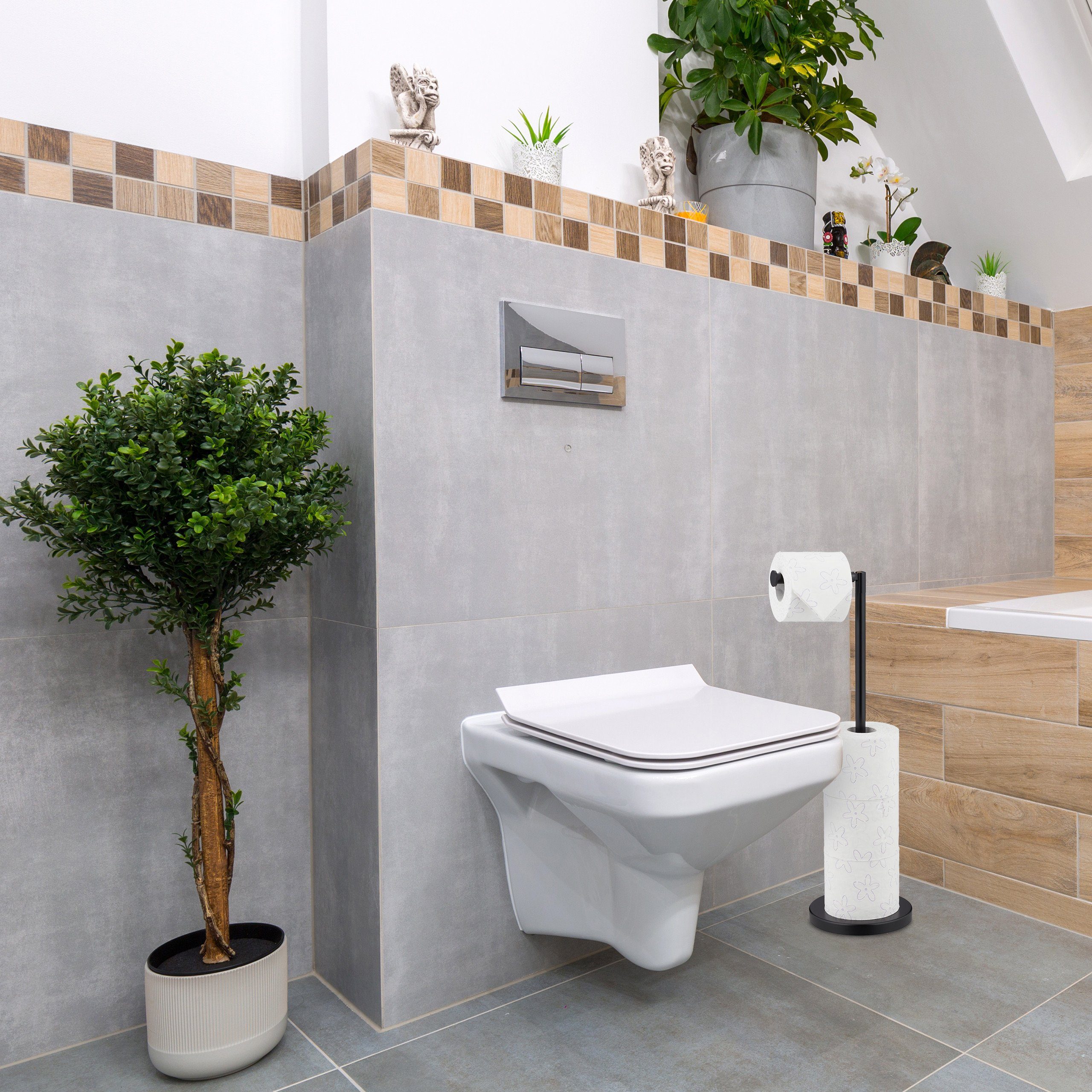 relaxdays Toilettenpapierhalter Schwarzer Toilettenpapierhalter günstig online kaufen