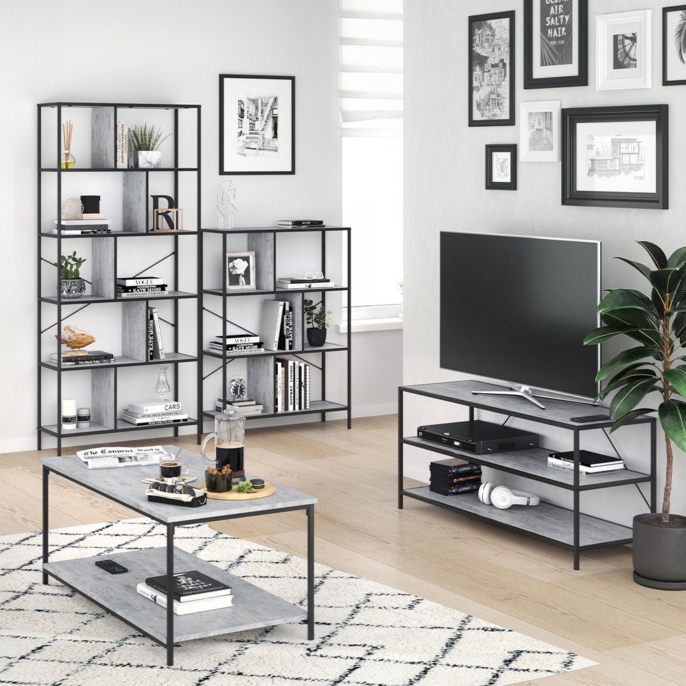 Vicco Lowboard Fyrk, Beton/Schwarz, 120 x 53 cm