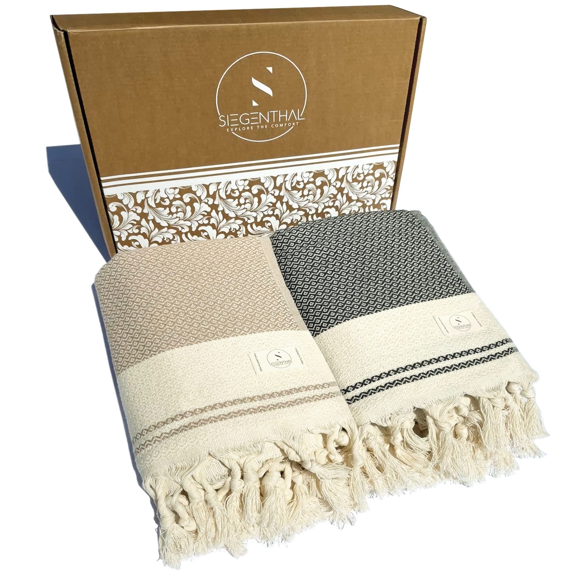 SIEGENTHAL Strandtuch Hamamtuch 90x200 cm – Strand- & Saunatuch aus recycelter Baumwolle