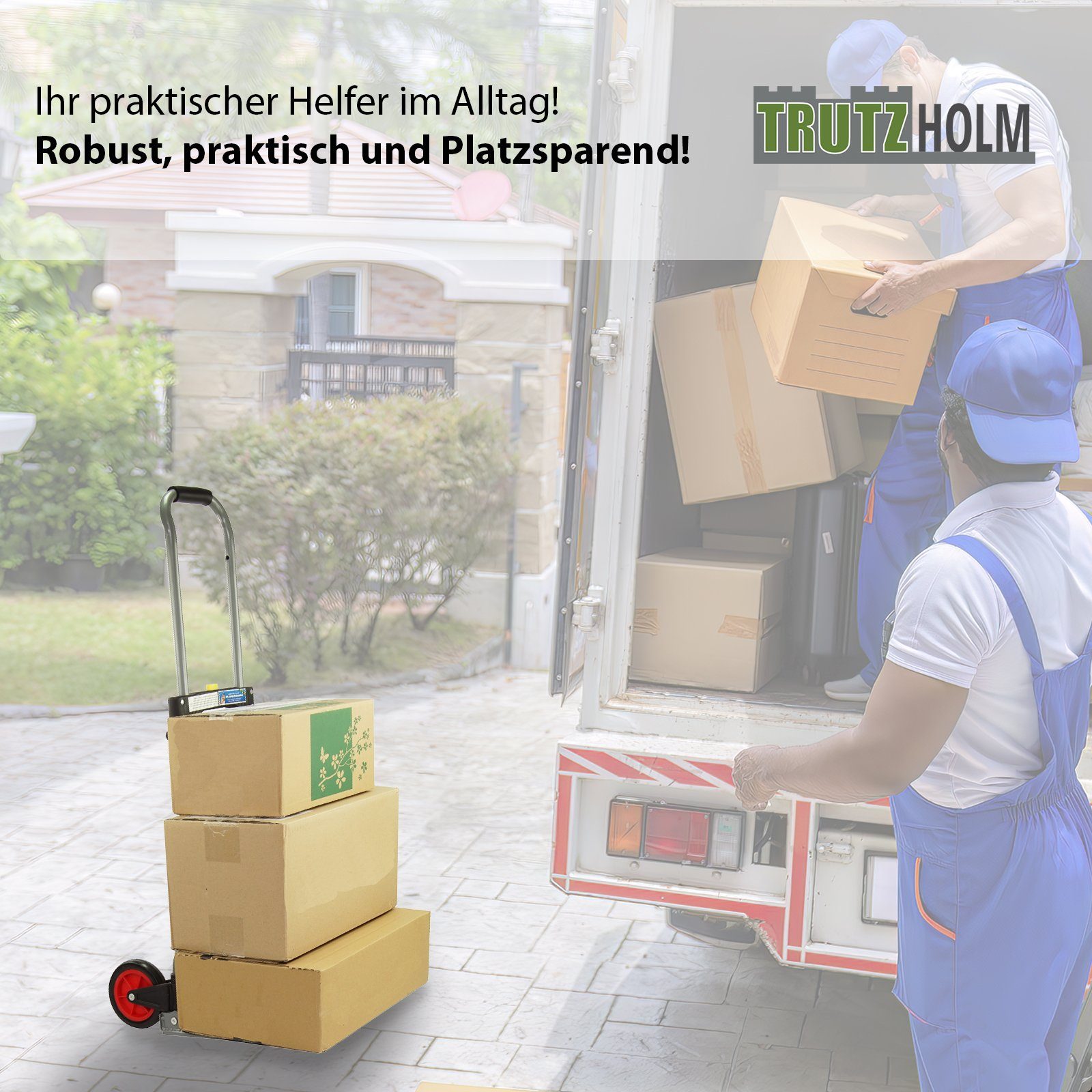 TRUTZHOLM Folding Hand Truck, Height Adjustable, Moving Aid, Hand Truck, Folding Cart