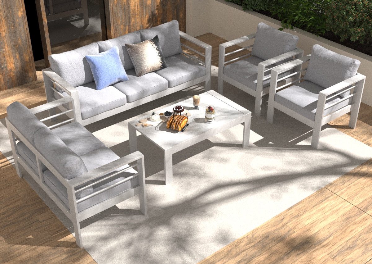 MeXo Gartenlounge-Set Gartenmöbel Set Aluminium wetterfest 6-7 Personen, (1 günstig online kaufen