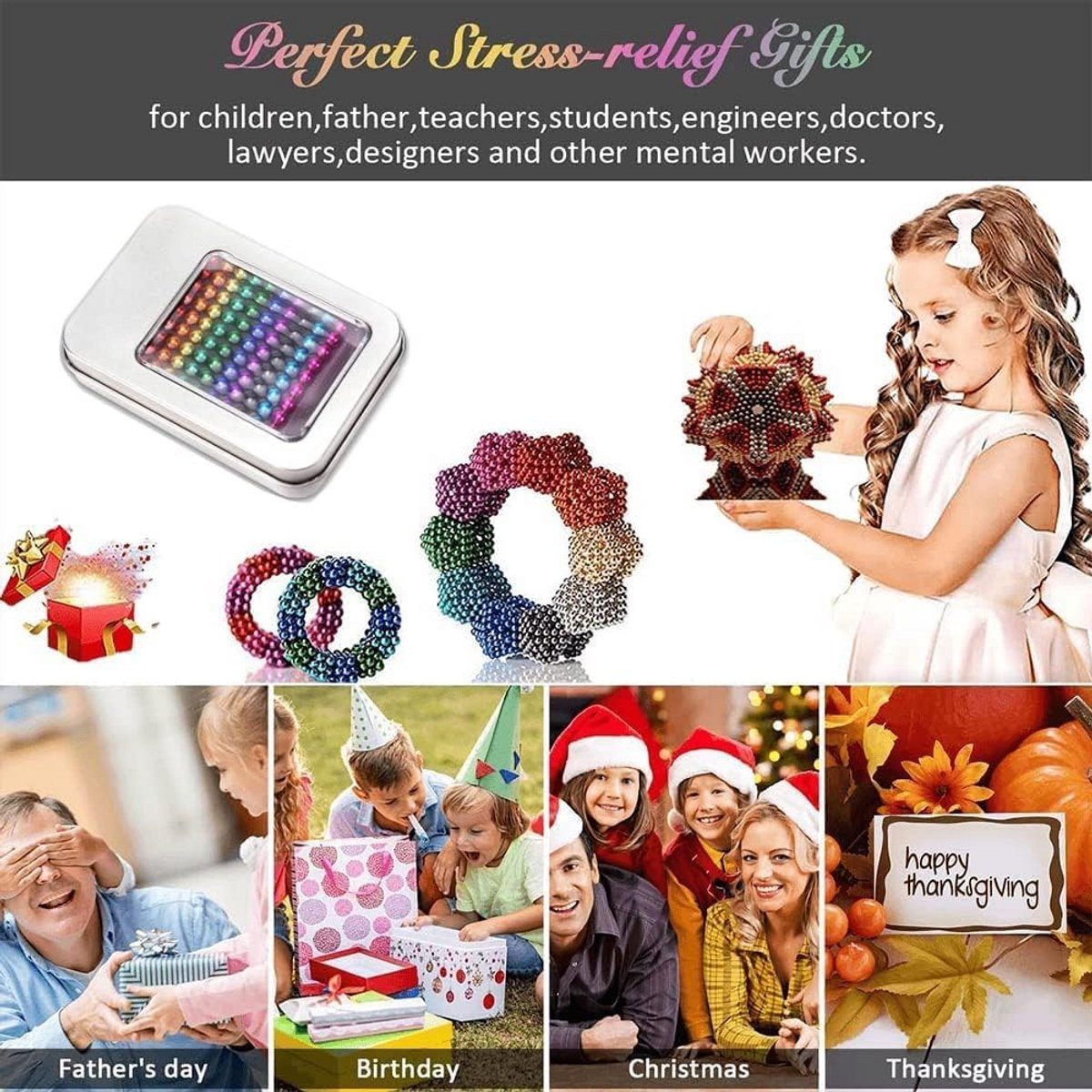 Kraftverdia 216-Teile 3D Bausatz Bausteine Lernspielzeug Puzzle Modellbau Geschenk Magnetspielbausteine, (216 St) – Bild 3 von 5
