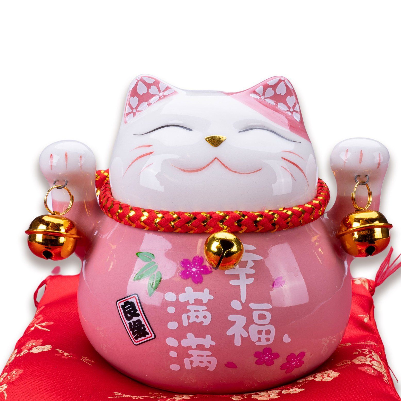 Goodwei Dekofigur Maneki-neko Spardose mit zwei Glocken (rosa, 12 cm) (1 St günstig online kaufen