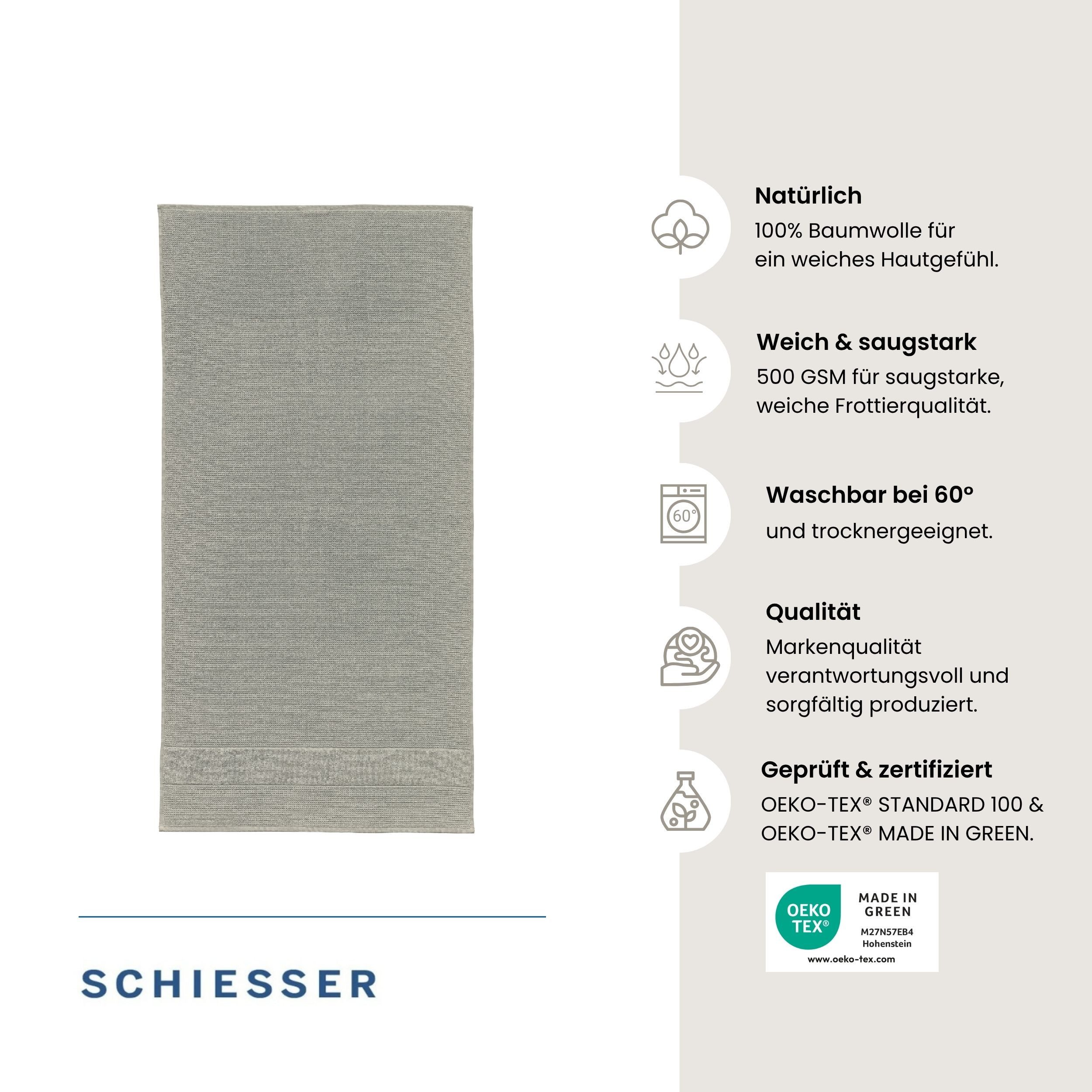 Schiesser Saunatuch Turin in angesagter Reiskornoptik, Frottier (1-St), OEKO-TEX® MADE IN GREEN – Bild 2 von 5