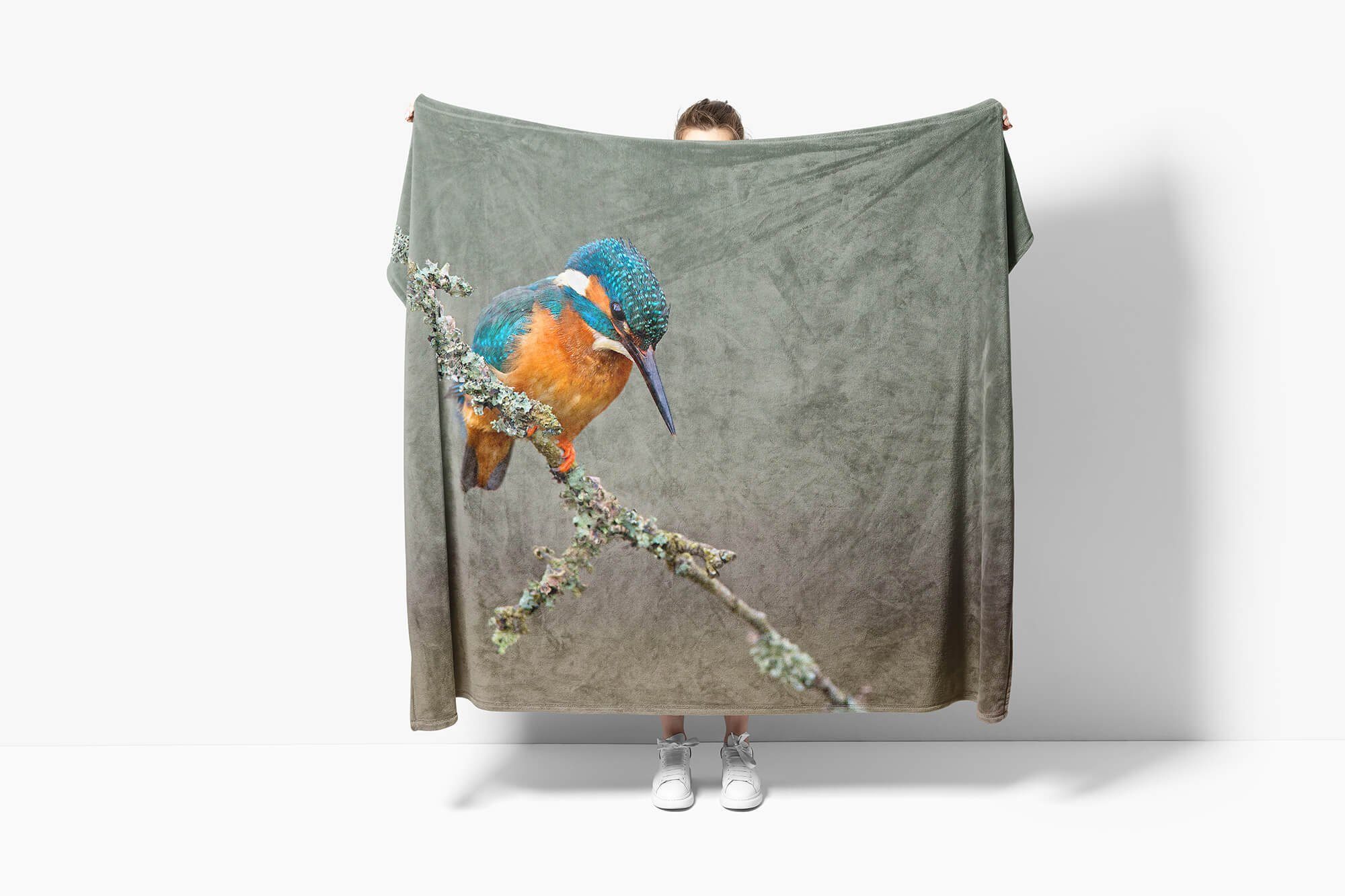 Eisvogel Handtuch Saunatuch Kingfishe, Handtuch Tiermotiv Handtücher mit Kuscheldecke Sinus Strandhandtuch Art (1-St), Baumwolle-Polyester-Mix