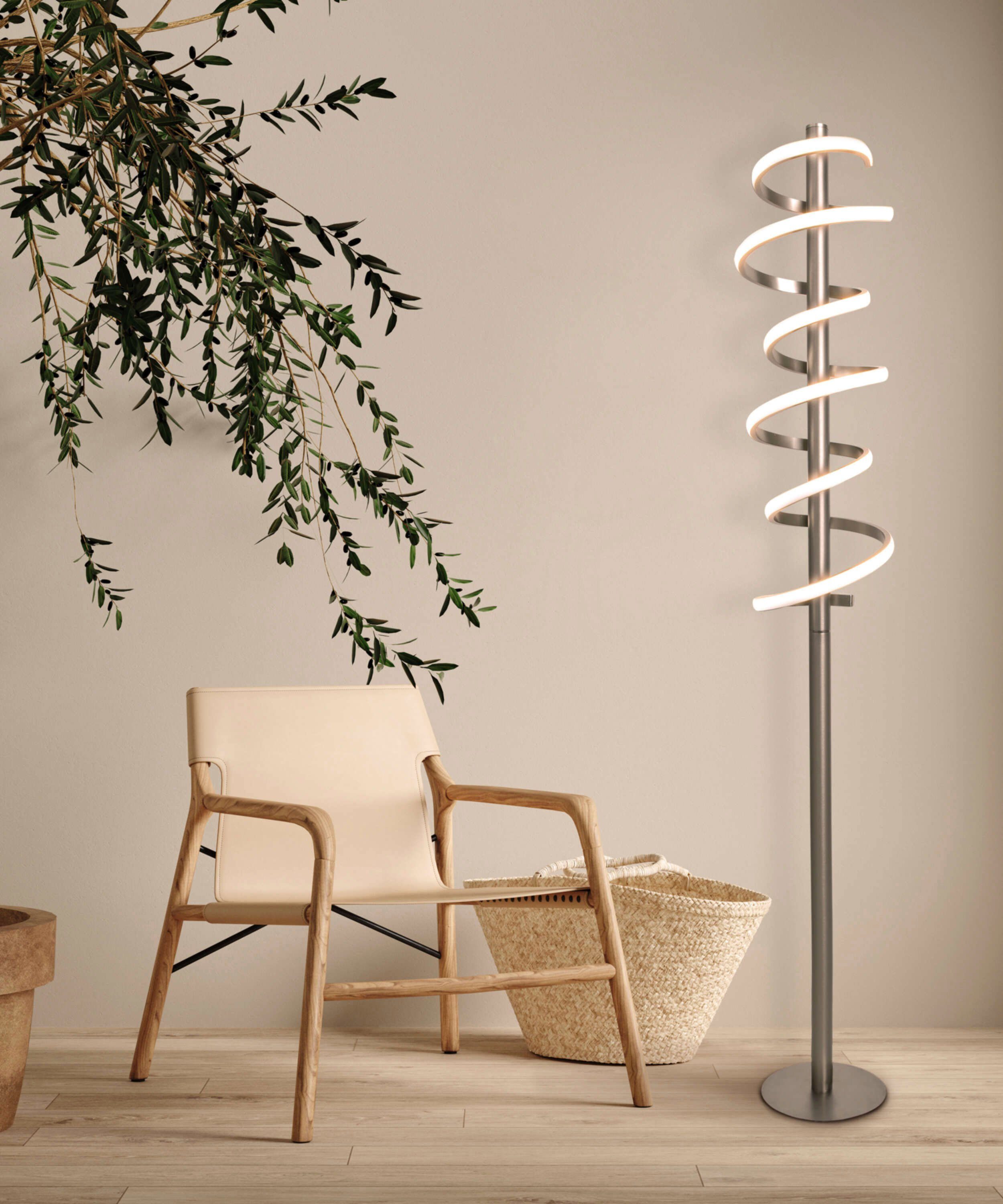 näve LED Stehlampe Belleza, Dimmfunktion, LED fest integriert, Warmweiß, Flurleuchte warmweiß, H: 140cm, 27W, silberfarben, IP20, dimmbar