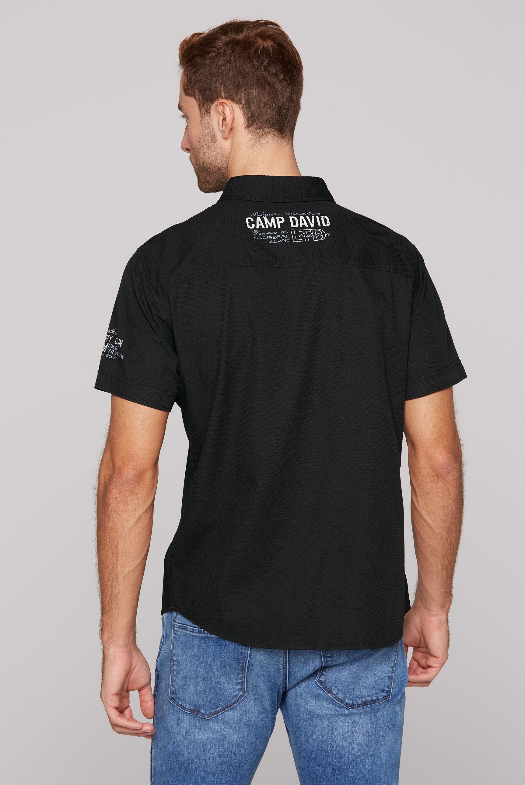 CAMP DAVID Kurzarmhemd mit Webstruktur