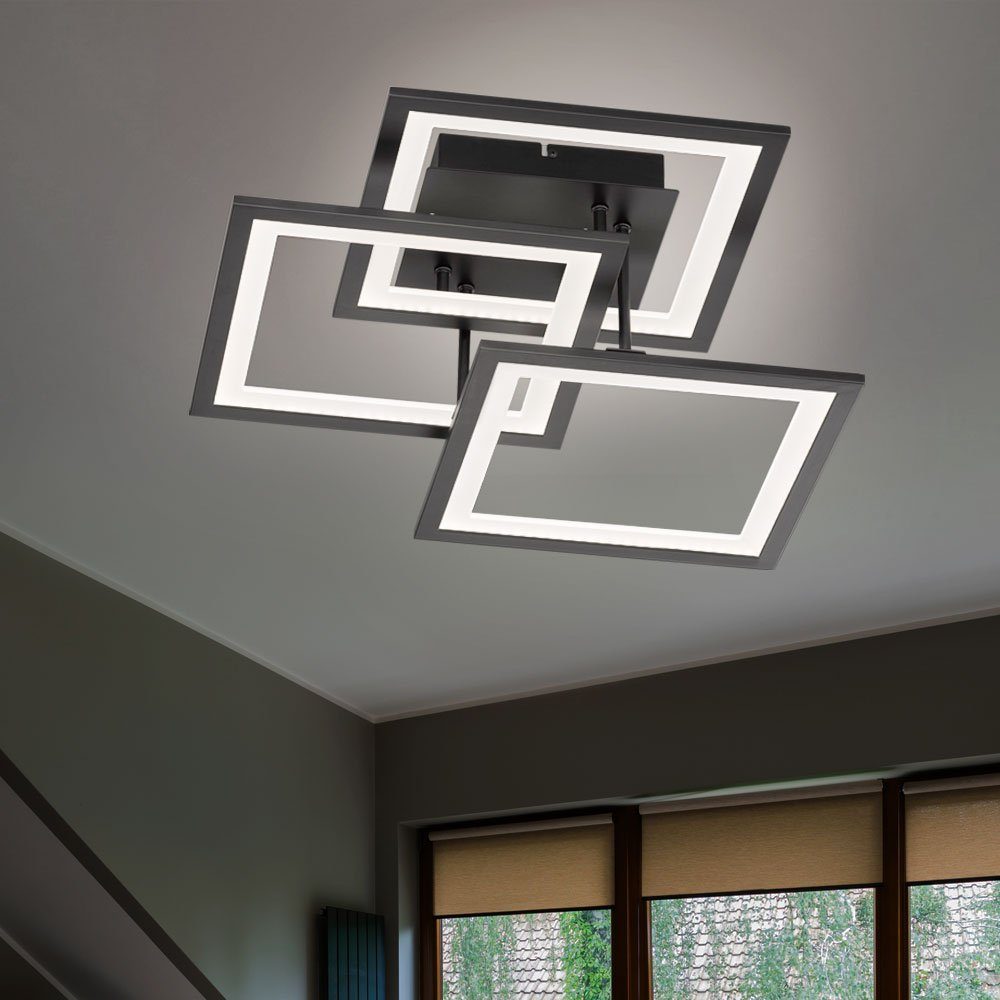 verbaut, Deckenleuchte fest Deckenleuchte, LED schwarz etc-shop Wohnzimmerlampe Designleuchte LED dimmbar LED-Leuchtmittel Modern