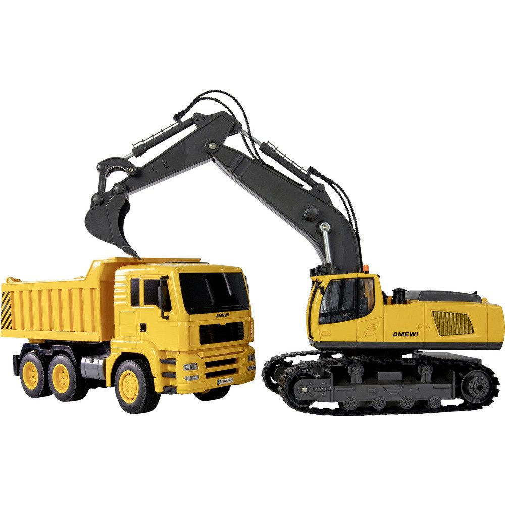 Amewi RC-Traktor Amewi 1:18 Baufahrzeug Baufahrzeug, LKW mit Lichteffekt, inkl. Akku u