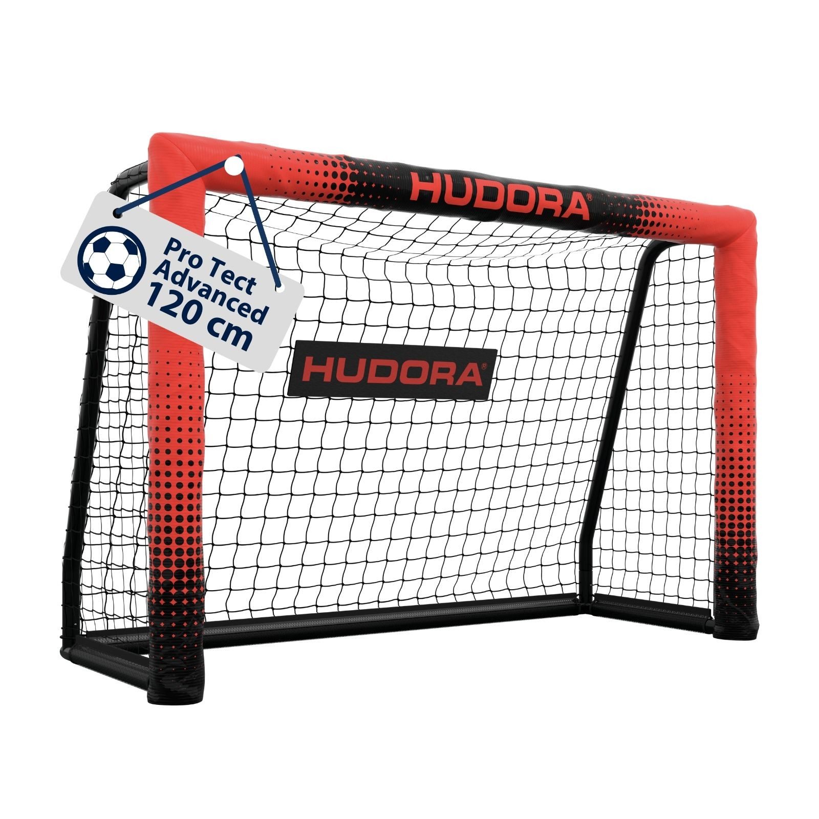 Hudora Fußballtor Fußballtor Pro Tect 120 Advanced Red, Pfosten und Latte Schaumstoff ummantelt, inkl. Heringen