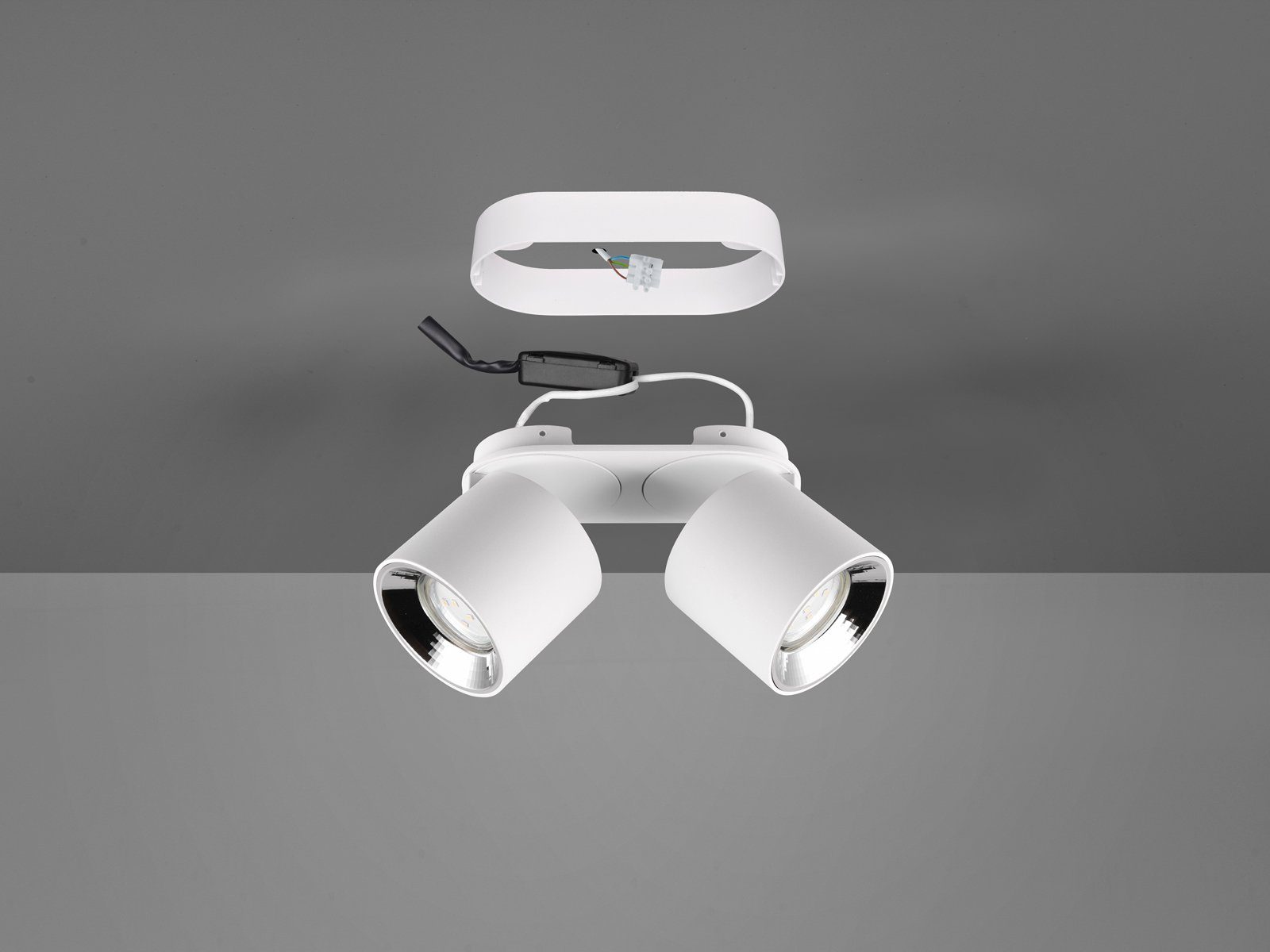 TRIO Leuchten LED Deckenstrahler, Dimmfunktion, LED wechselbar, Warmweiß, Wandstrahler innen, dimmbar über Schalter, Aufbauspots Weiß 18cm