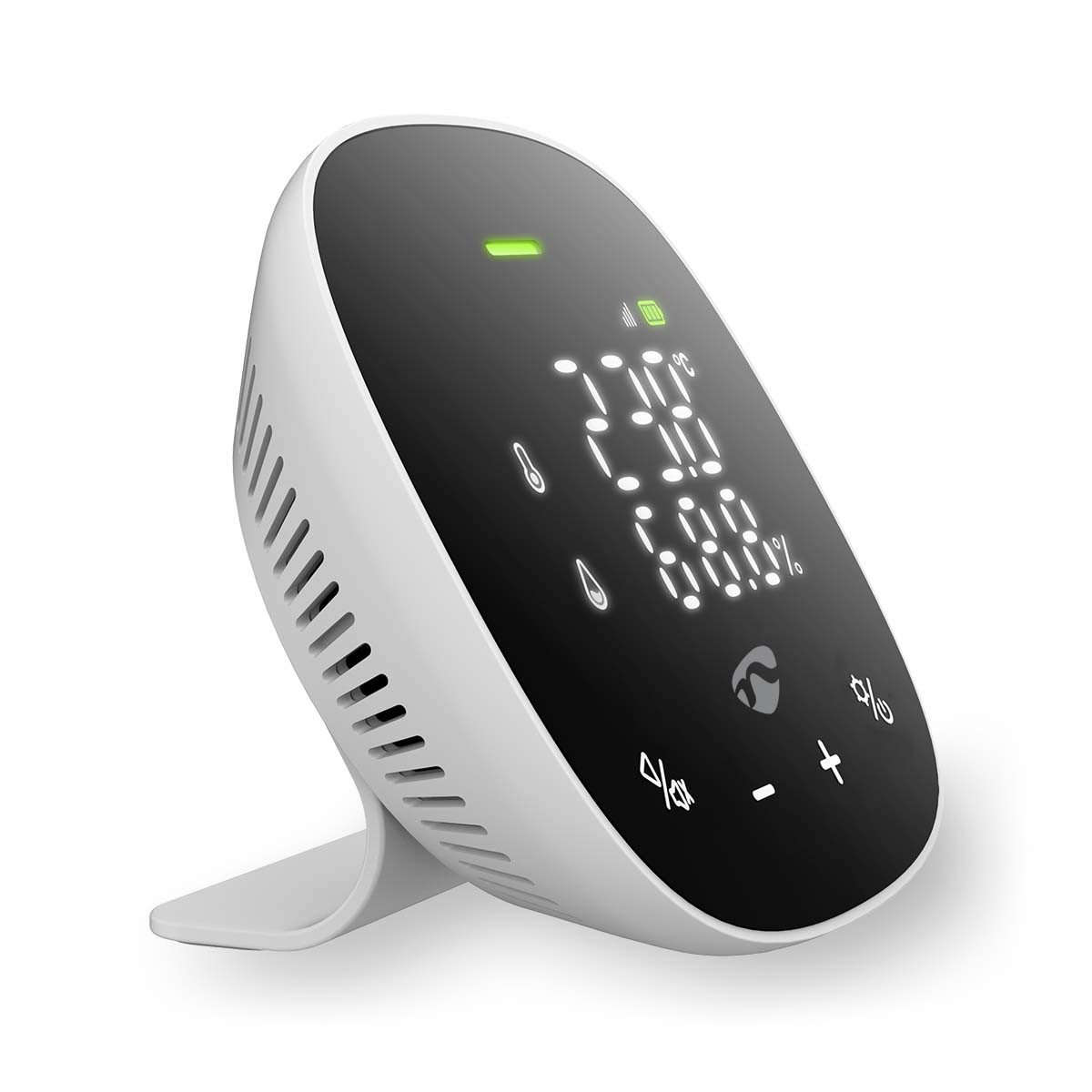 Nedis Raumthermometer WIFISA20CBK, 1-tlg., CO₂-Messung, Temperatur, Luftfeuchtigkeit, App-Benachrichtigung, Alarm