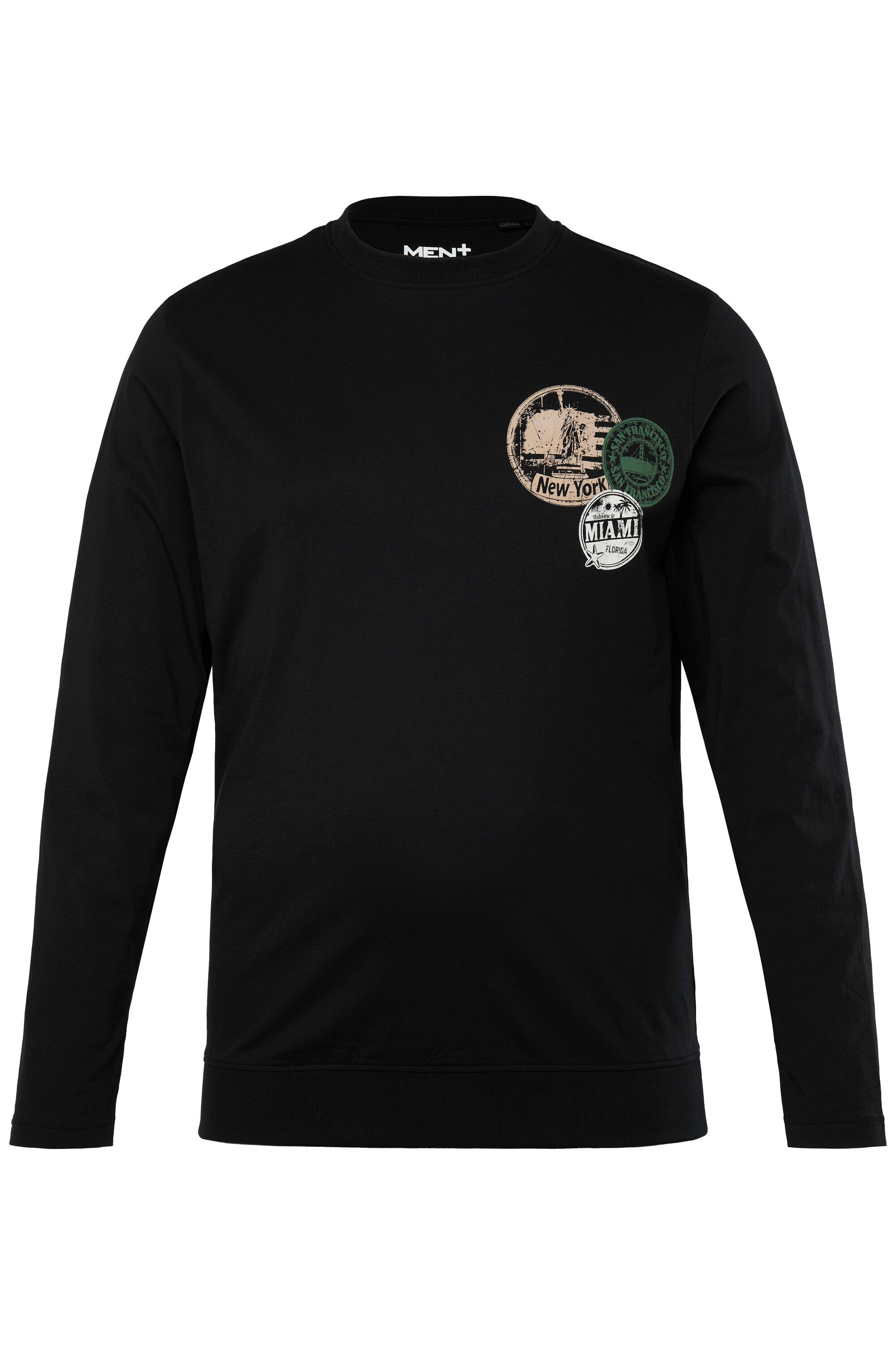 Men Plus T-Shirt Men+ Langarmshirt Bauchfit Brustprint bis 8 XL günstig online kaufen