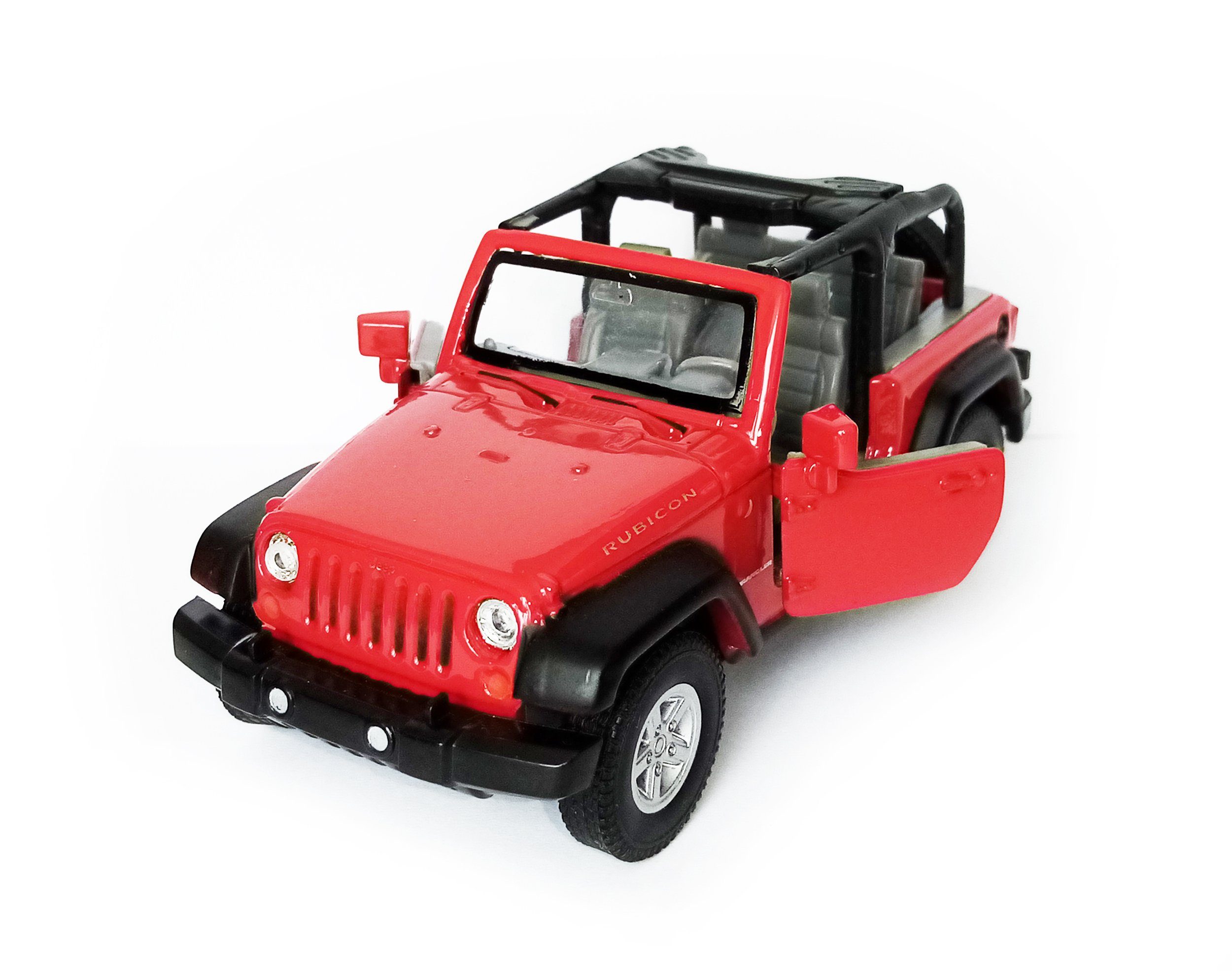 Welly Modellauto JEEP Wrangler Rubicon Metall Modellauto Modell Auto 56 (Rot zu), Spielzeugauto Kinder Geschenk